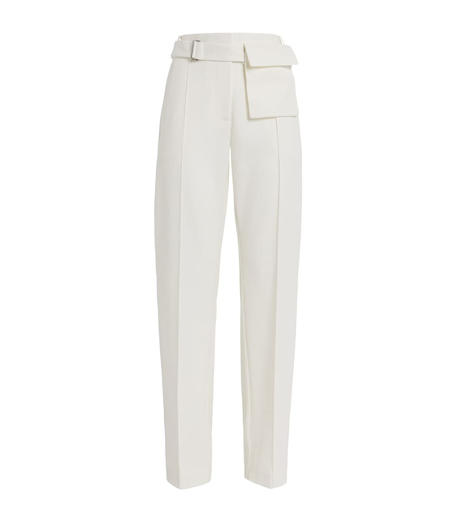 Wool-Blend Belted Straight Trousers OFF WHITE Image 1