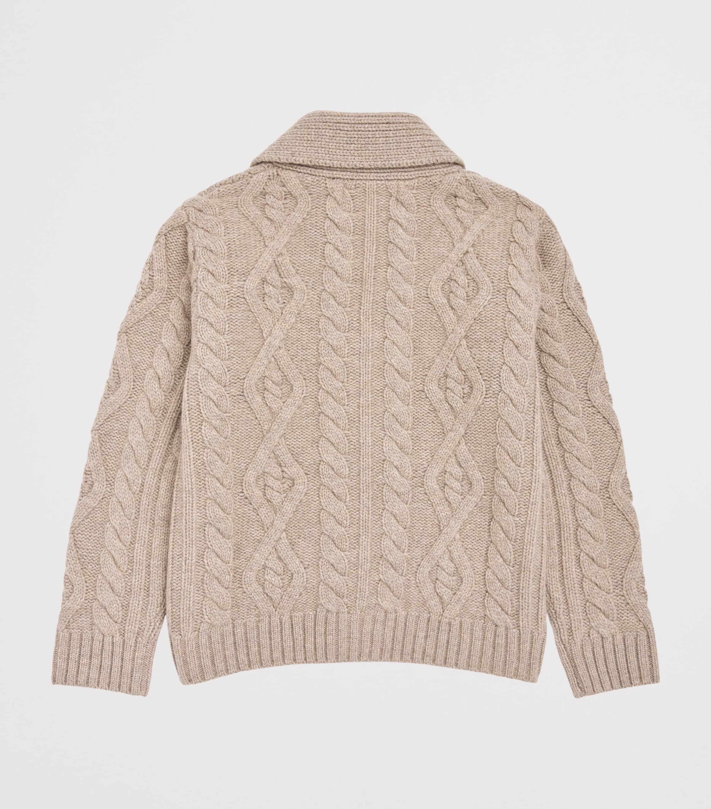 Harrods Wool Cable-Knit Polo Bear Cardigan (2-8 Years) Oatmeal Image 2
