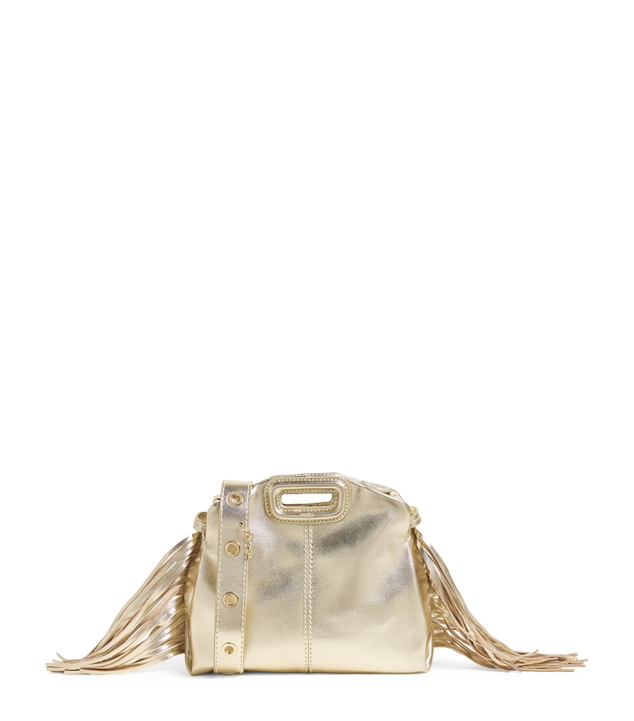 Maje Mini Leather Miss M Shoulder Bag Gold Image 1