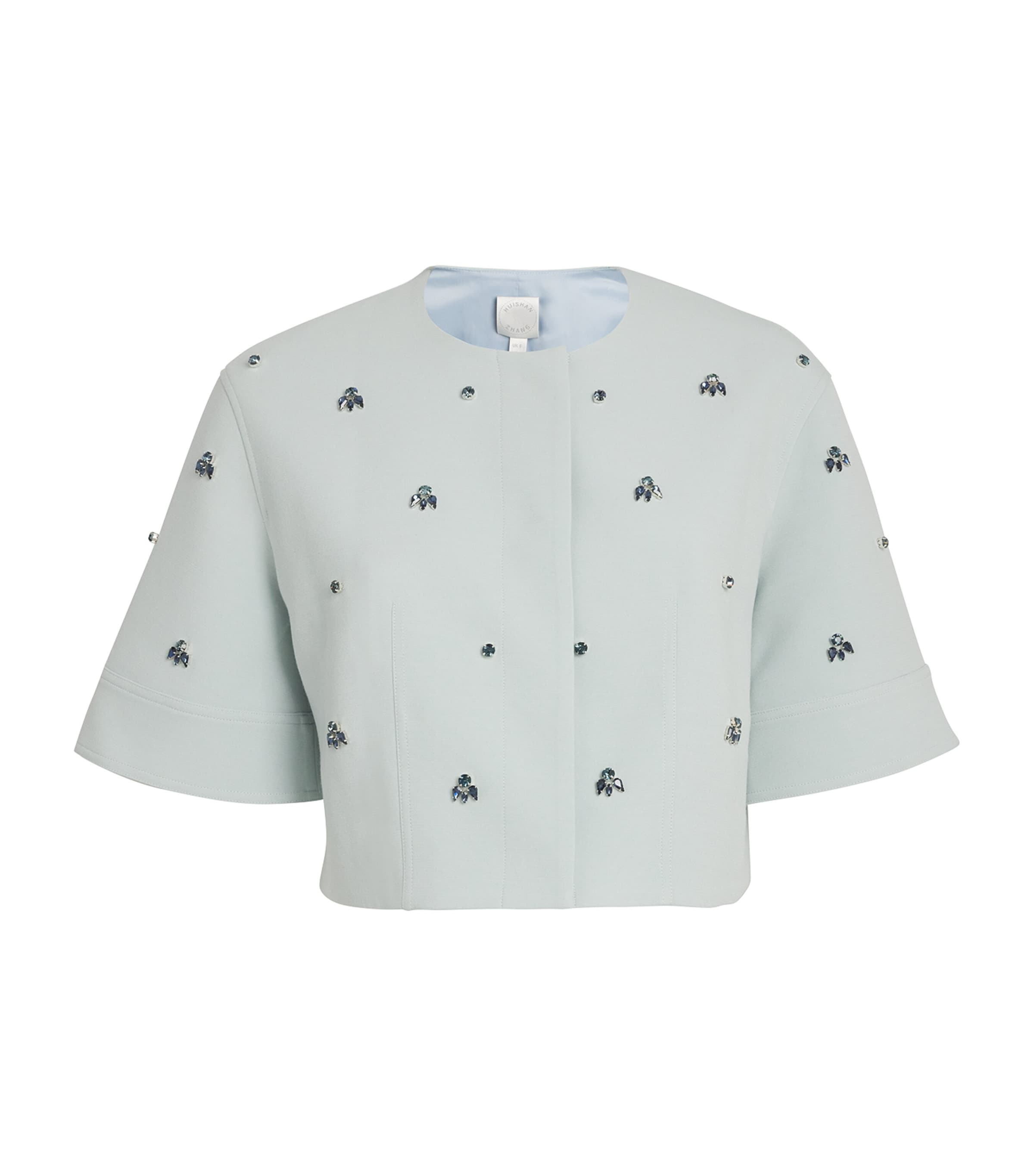 Shop Huishan Zhang Crepe Embellished River Jacket In Blue