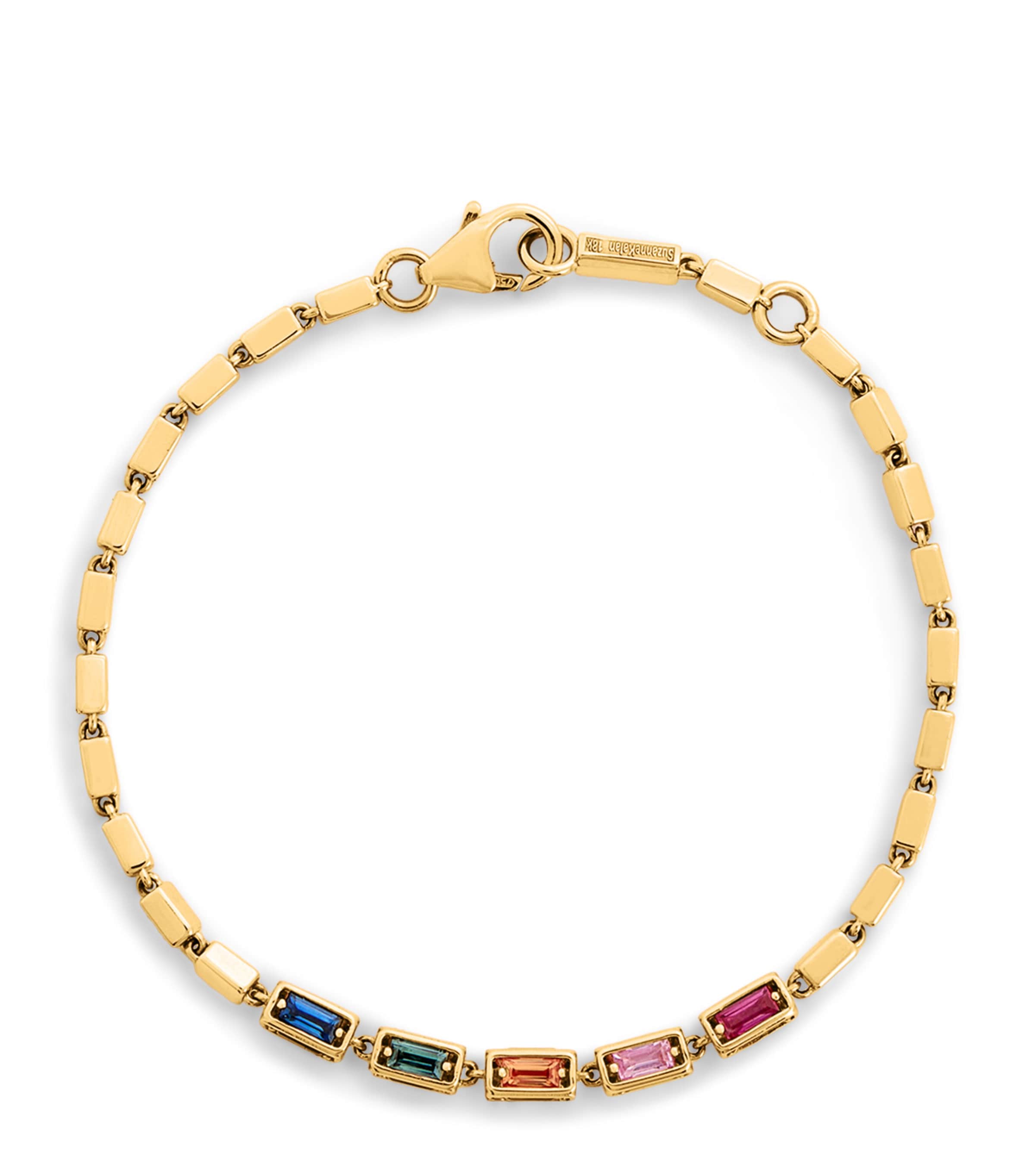 Suzanne Kalan Medium Rose Gold And Sapphire Block-chain Bracelet In Gold