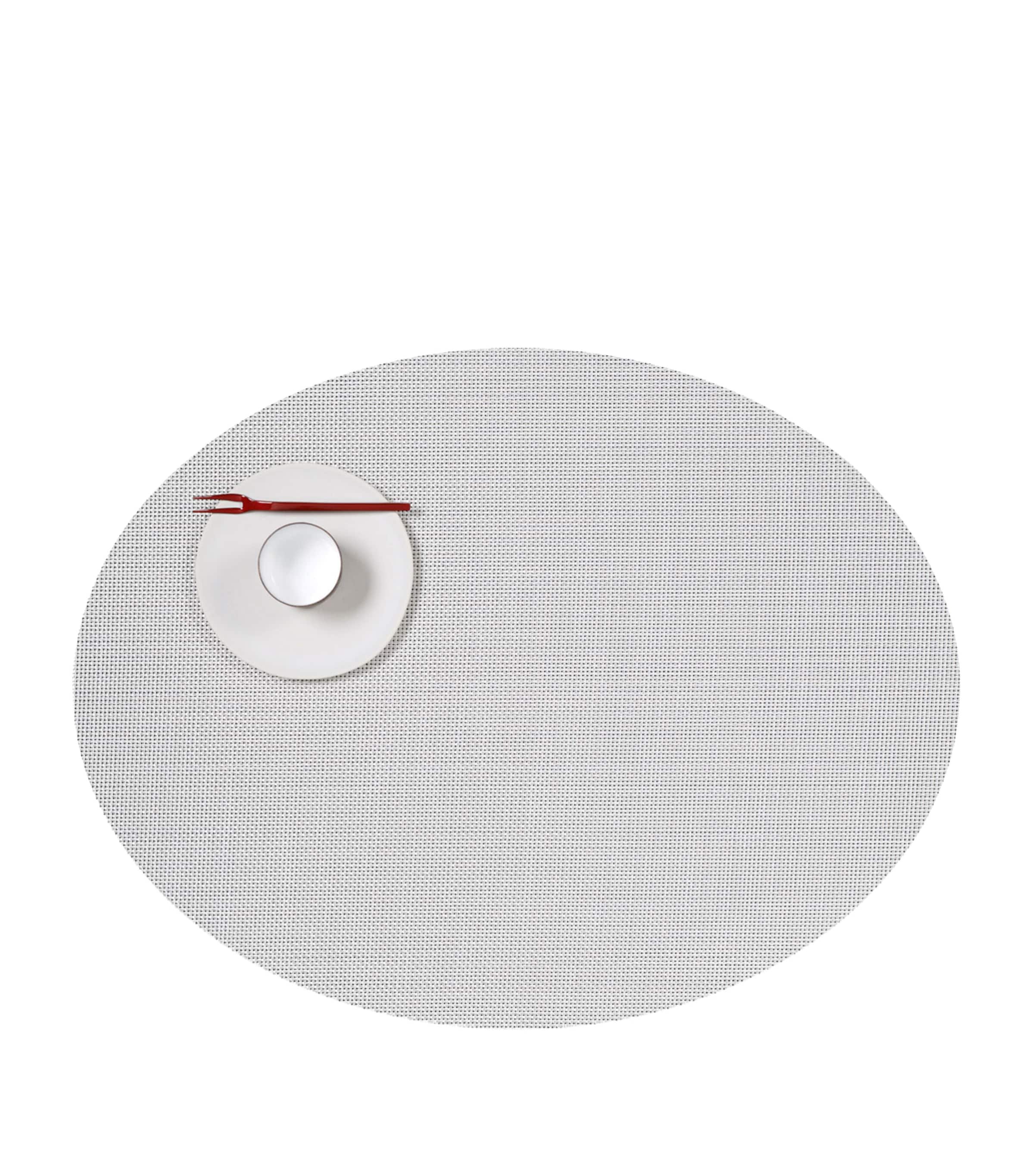 Chilewich Mini Basketweave Oval Placemat (36cm x 50cm) White Image 1