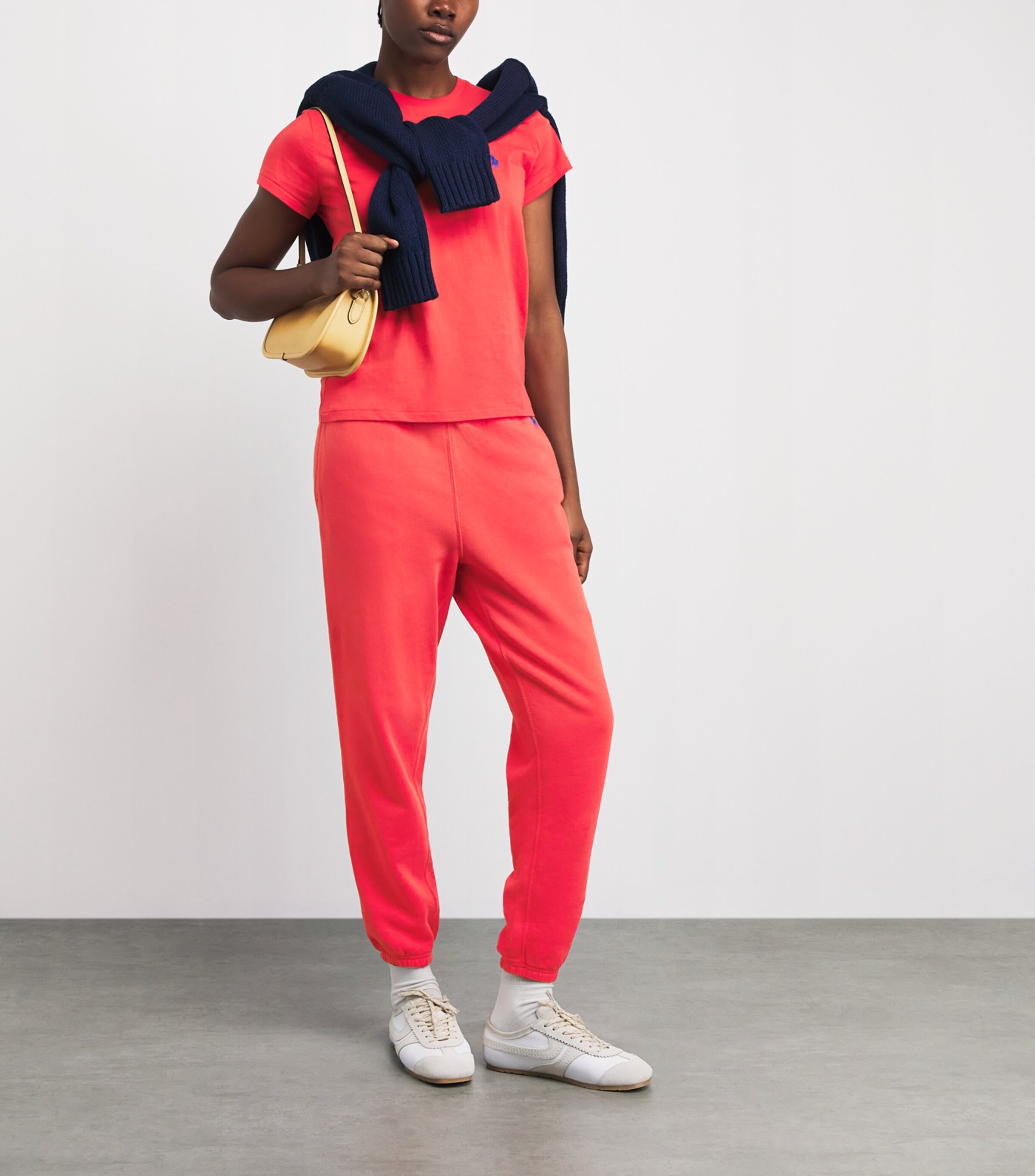 Polo Ralph Lauren Womens Cotton-Blend Cuffed Sweatpants Bright Hibiscus Image 2