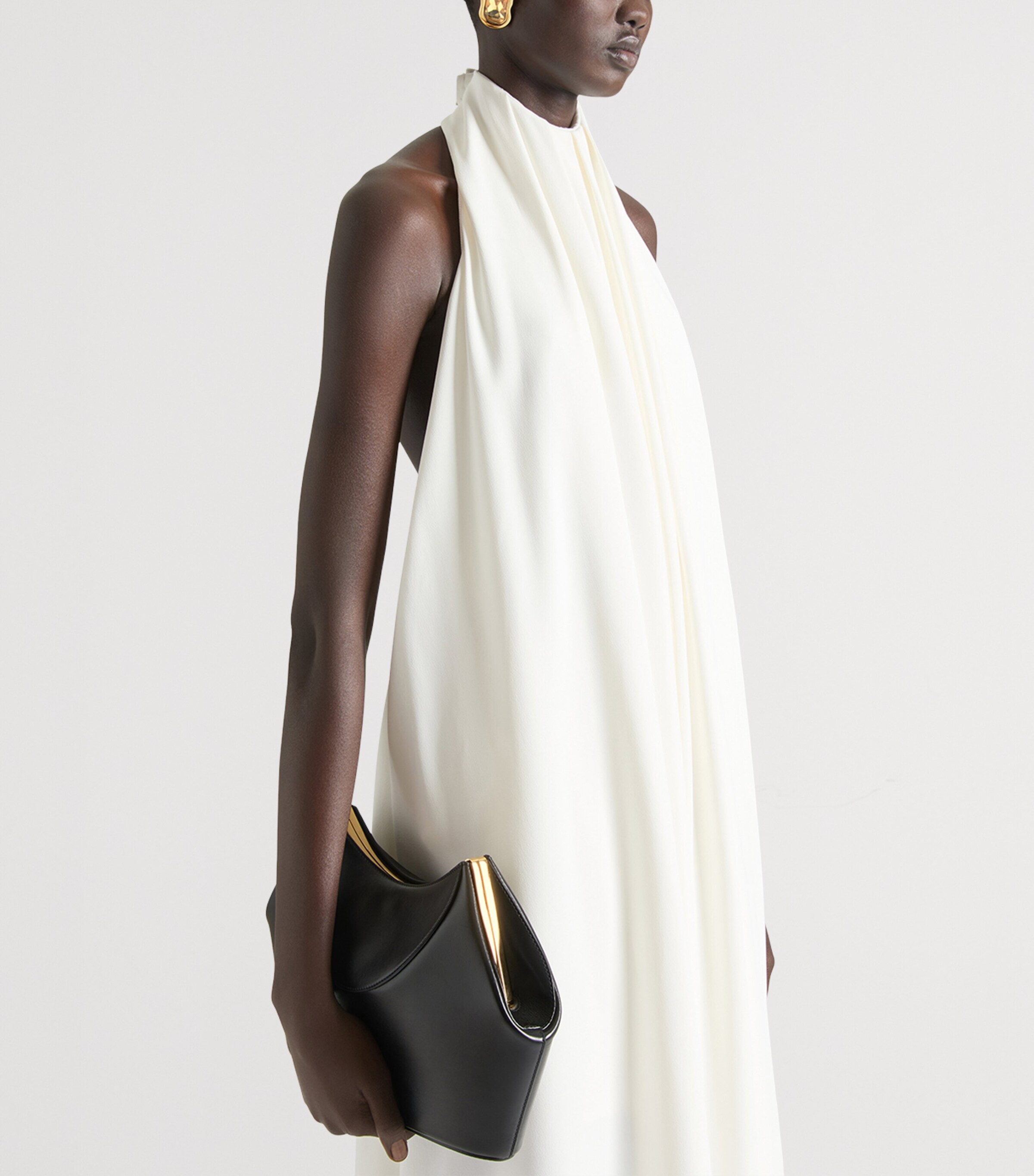 Leather Facet Clutch Bag BLACK Image 2