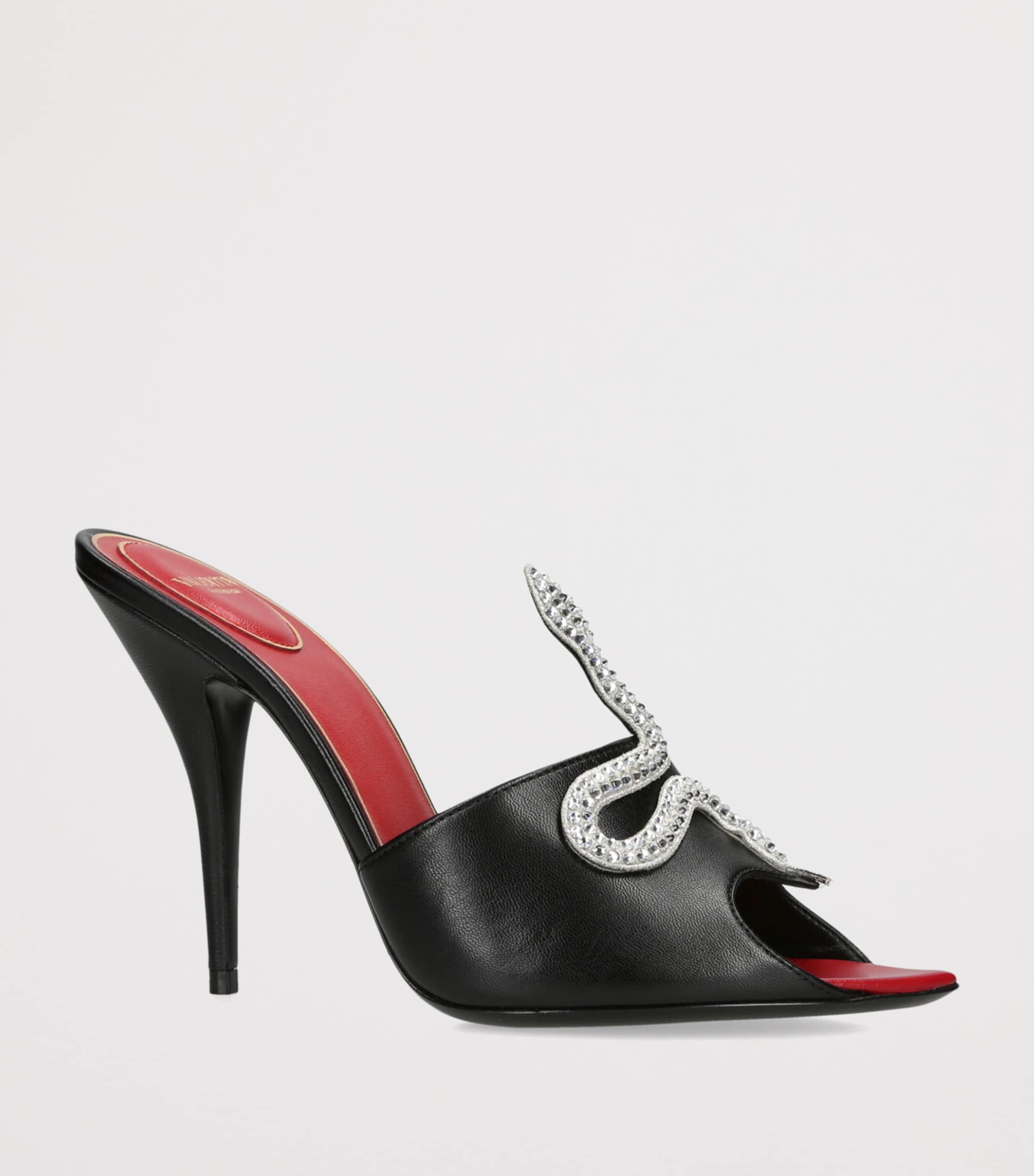 Valentino Garavani Leather Vipere Coeur Heeled Mules 105 Blk/other Image 3