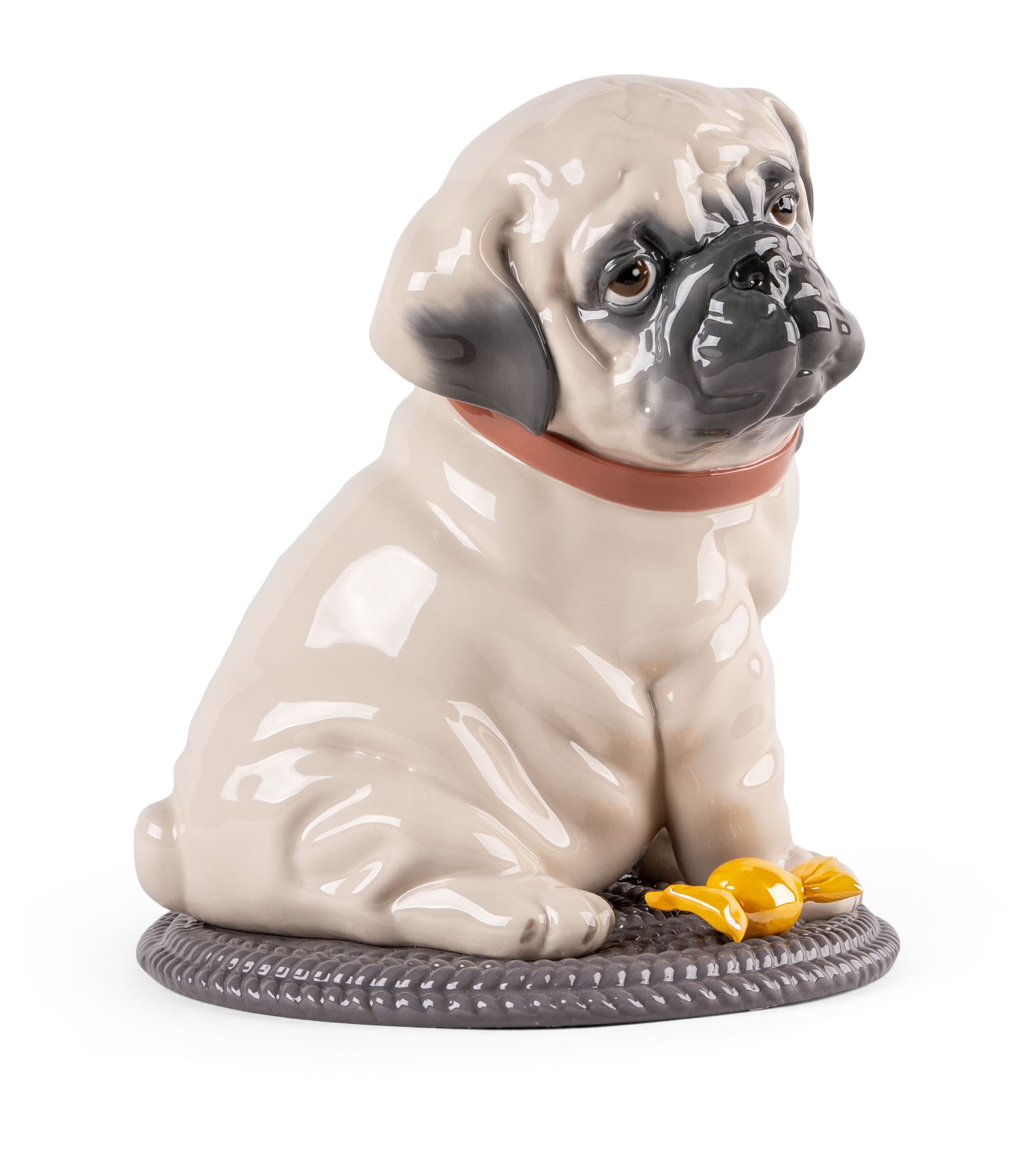 Porcelain Puppy Pug Sculpture BEIGE Image 4