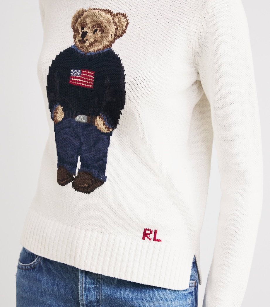 Linen-Cotton Polo Bear Sweater DECKWASH WHITE MULTI Image 6