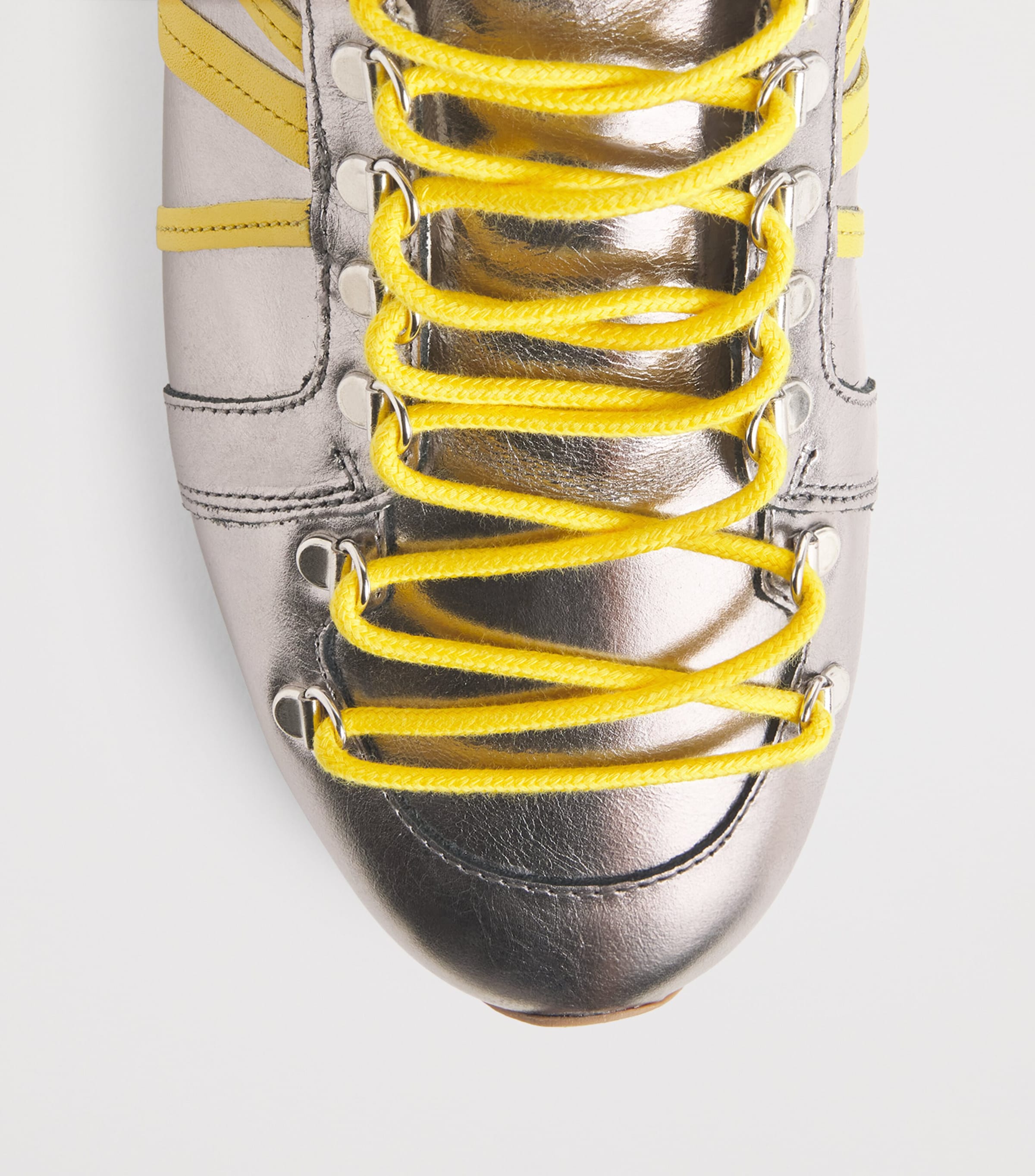 Claudie Pierlot Metallic Leather Swing Sneakers Silver Image 6