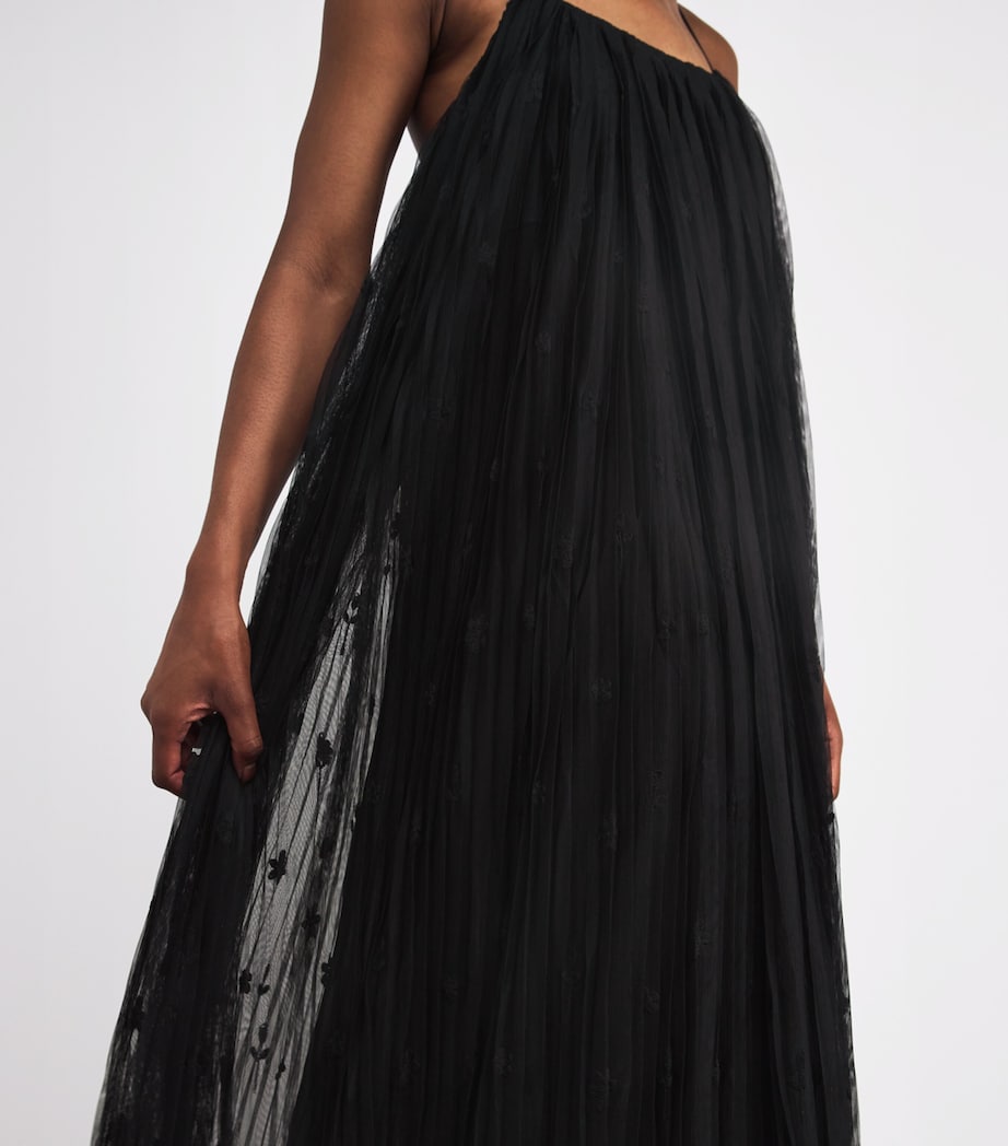 Tulle Floral Maxi Dress 001 BLACK Image 4