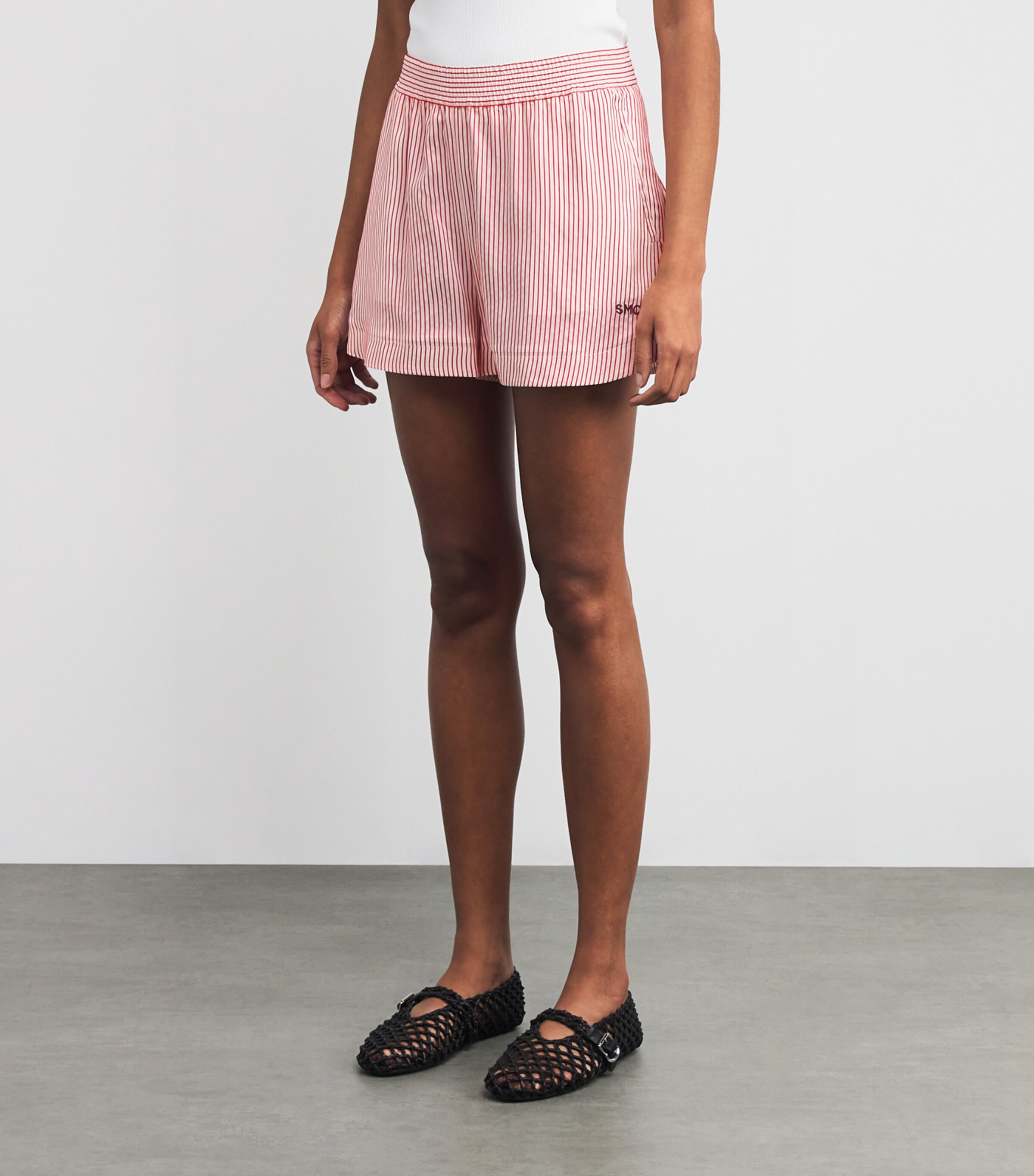ショーツ STELLA MCCARTNEY EMBROIDERED SILK SHORTS STELLA MCCARTNEY Embroidered striped organic silk shorts