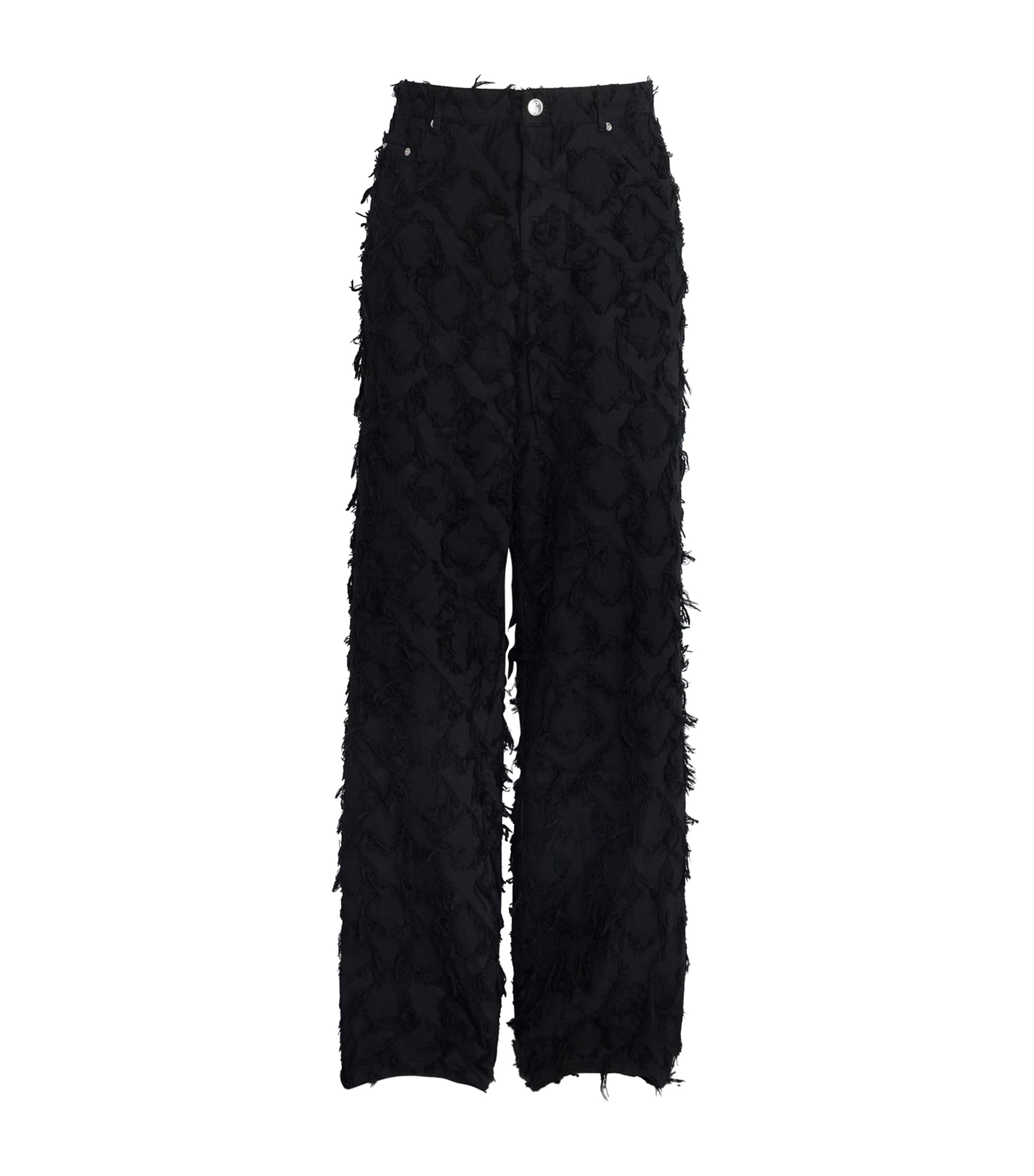 Séfr Fringed Cotton Twill Nikos Jeans In Black