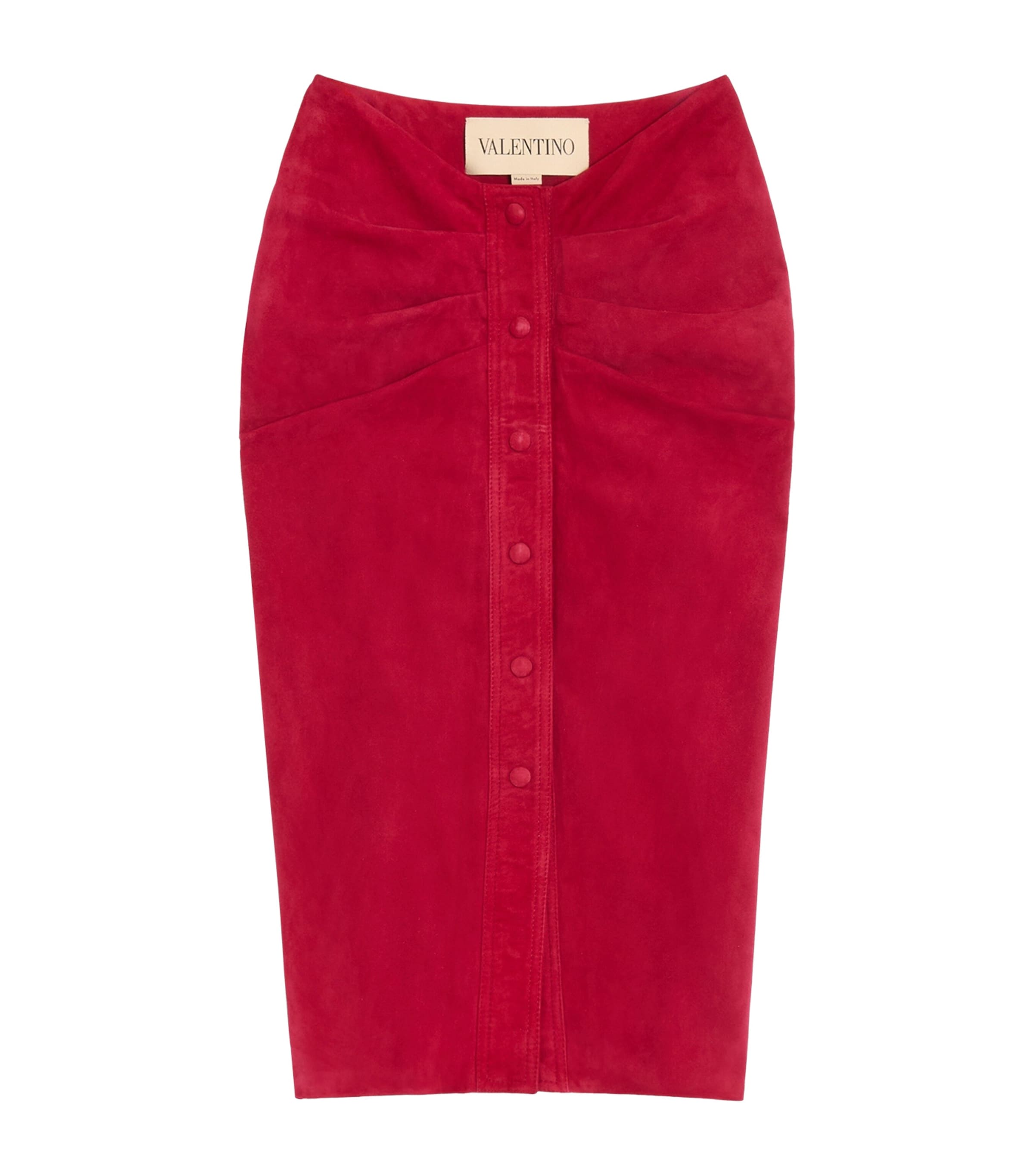 Valentino Suede Gathered Midi Skirt Flq