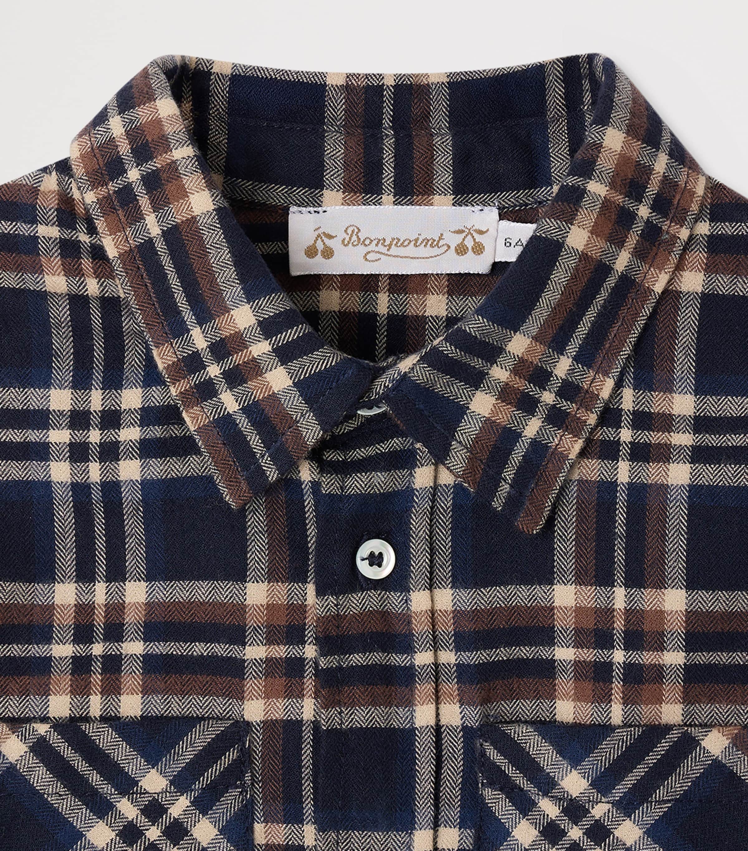 Bonpoint Cotton Check Shirt (4-8 Years) Carreaux Marine Image 3