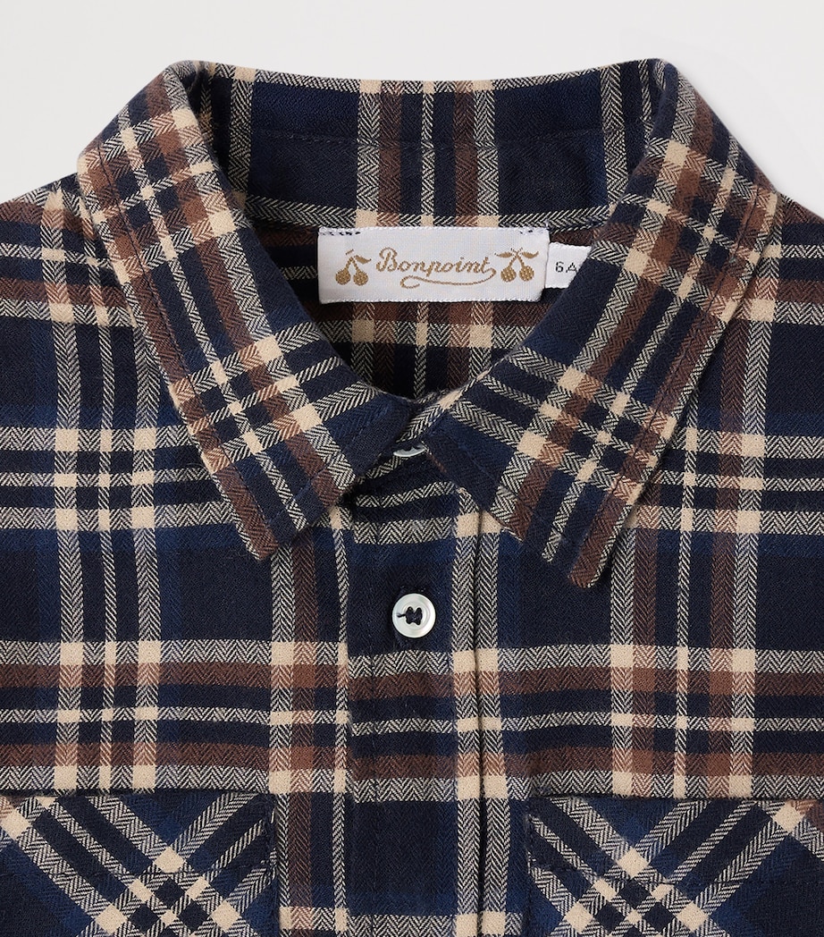 Bonpoint Cotton Check Shirt (4-8 Years) Carreaux Marine Image 3