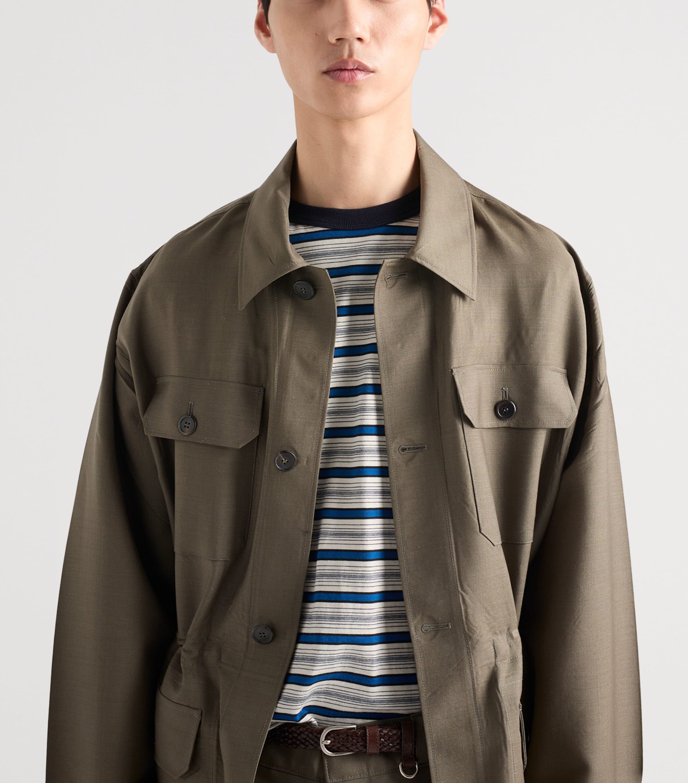Prada Mens Cotton Stripe T-Shirt Image 3
