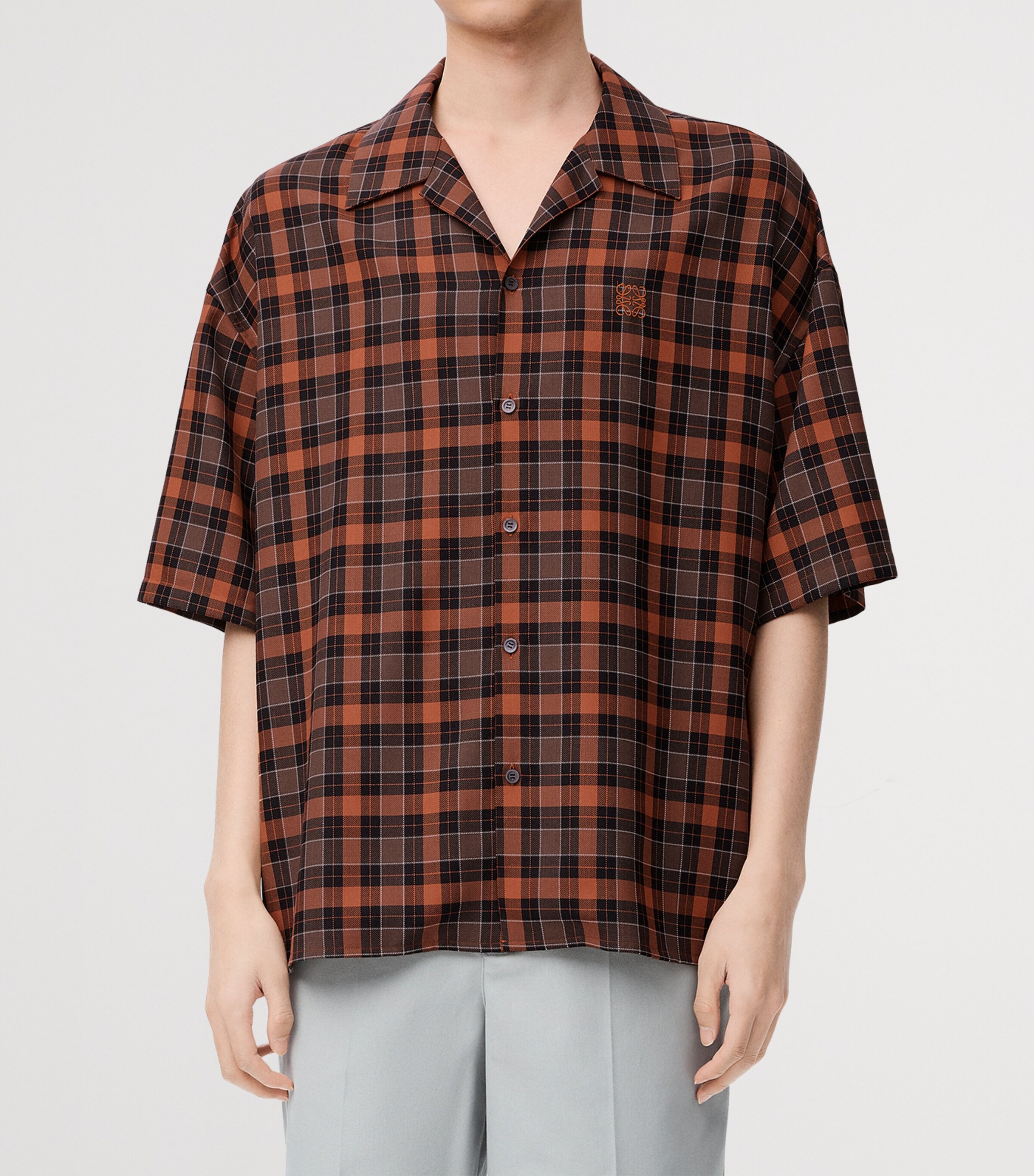 LOEWE Orange Check Anagram Shirt | Harrods US