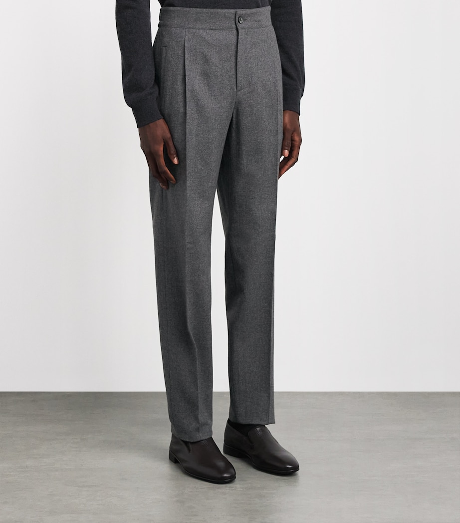 Isaia Mens Wool-Blend Comfort Slim Trousers Image 4