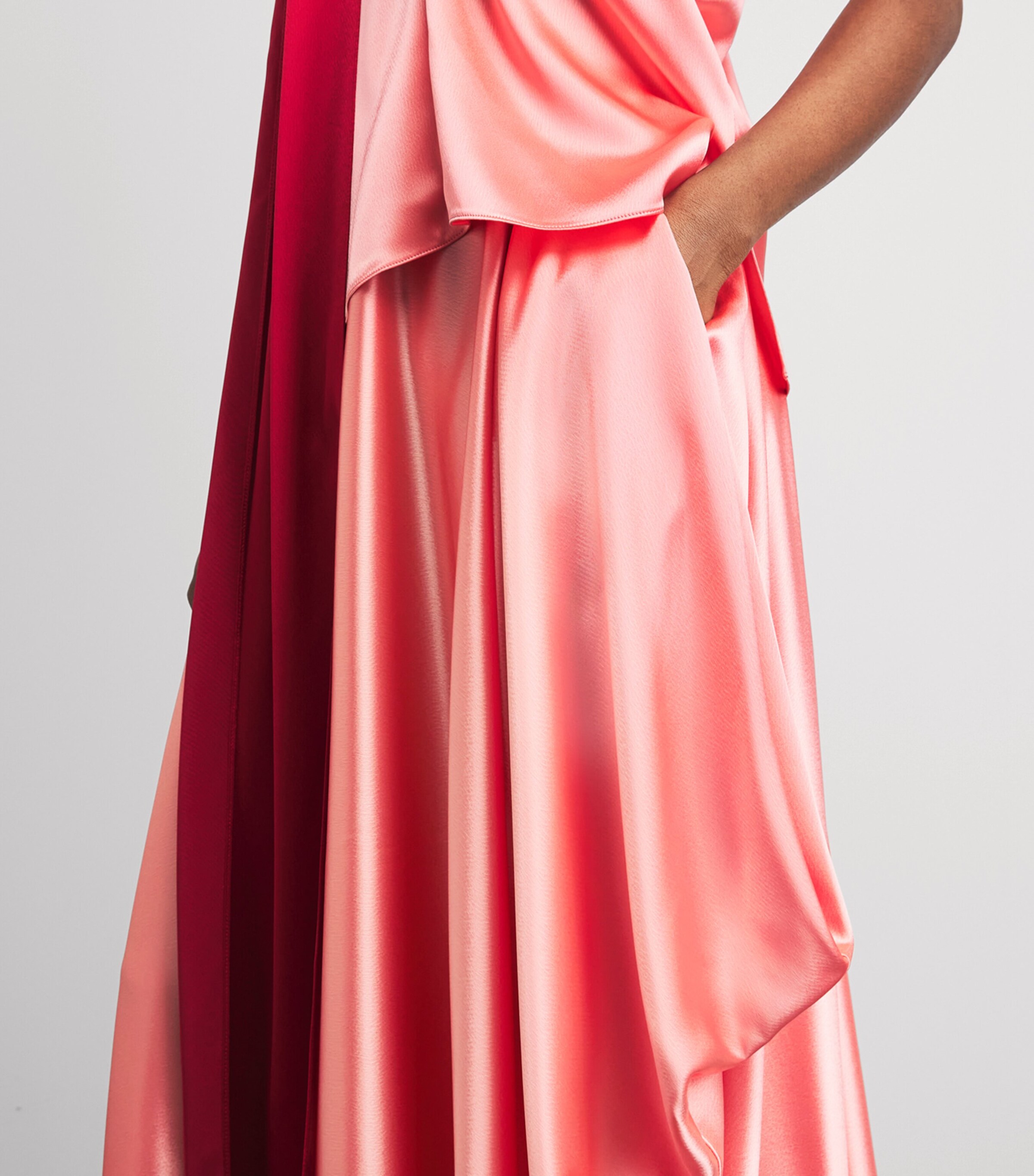 Roksanda Womens Satin Amari Midi Skirt Peach Pink Image 3