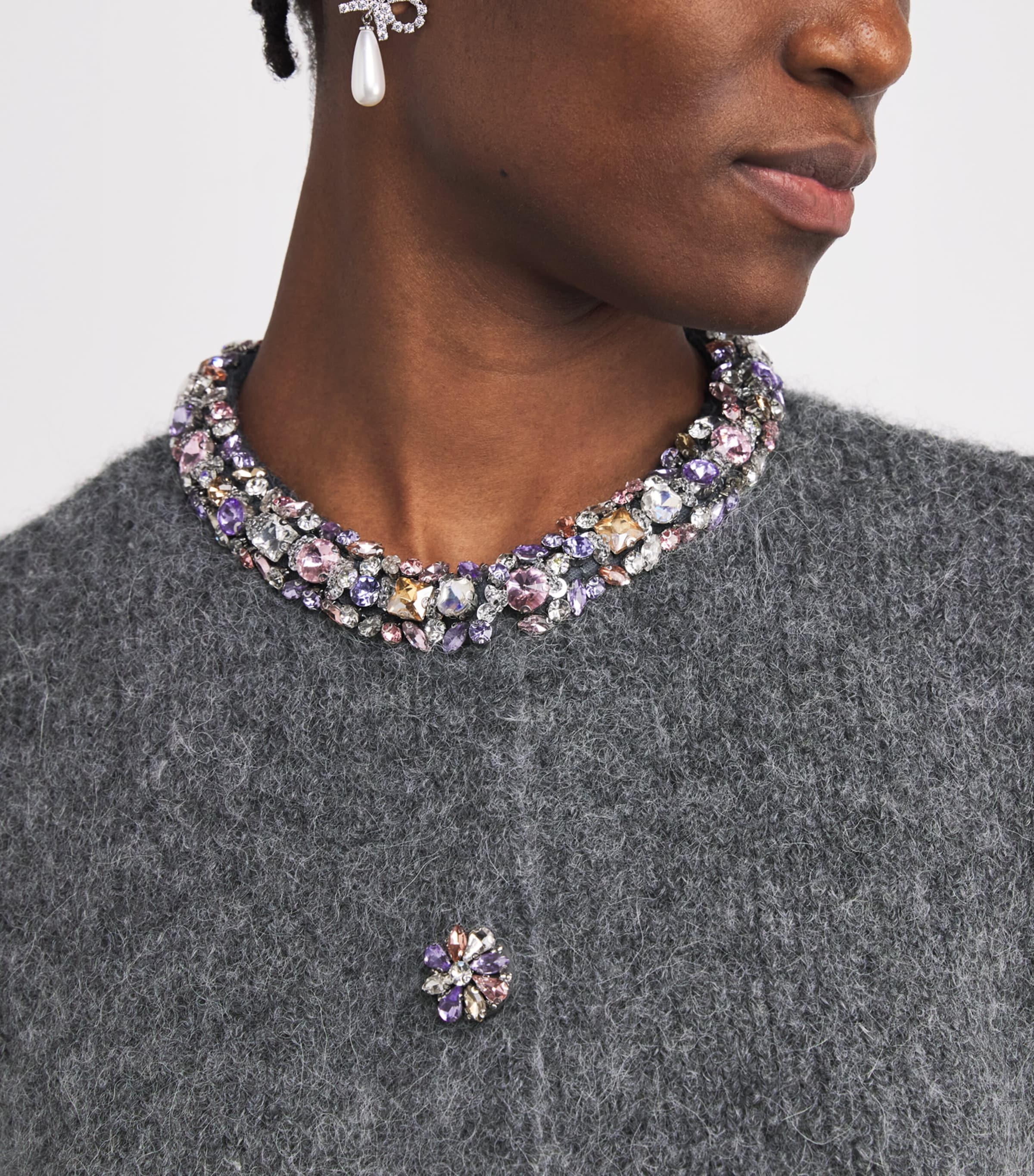 Crystal-Embellished Cardigan GREY Image 6