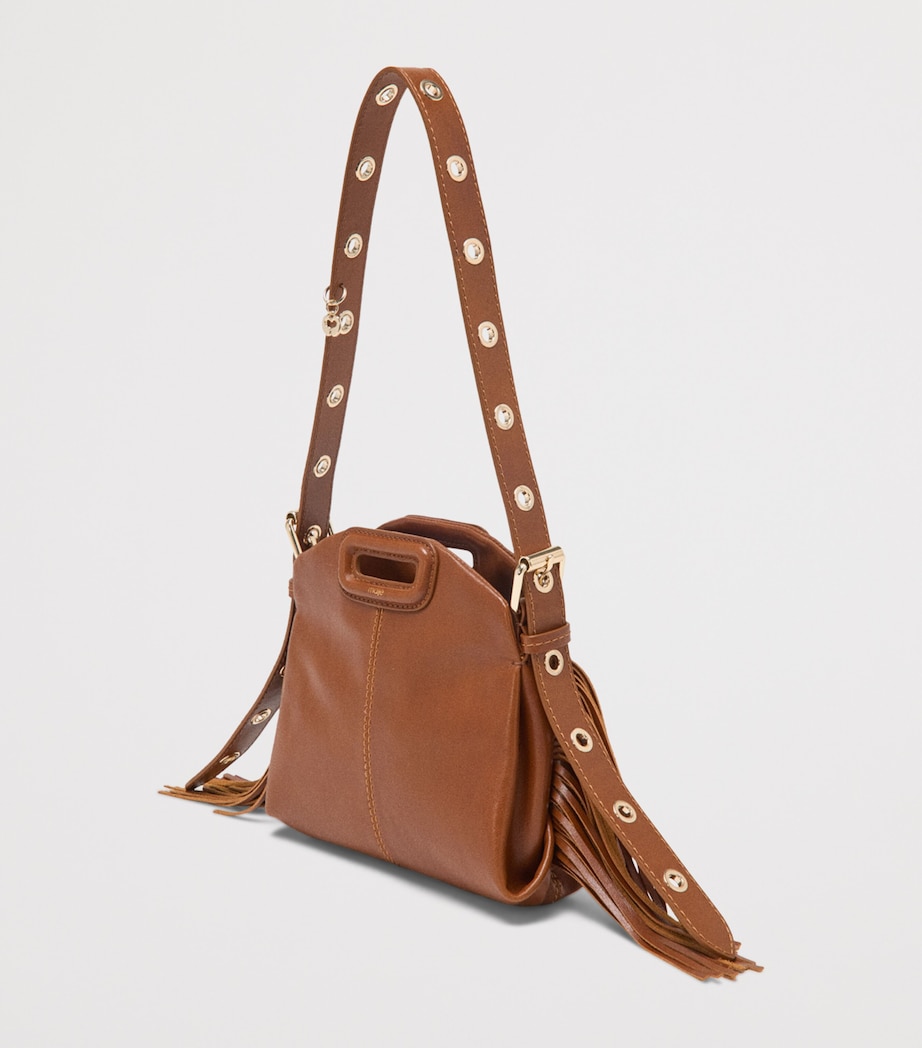 Maje Mini Leather Miss M Shoulder Bag Tobacco Image 5
