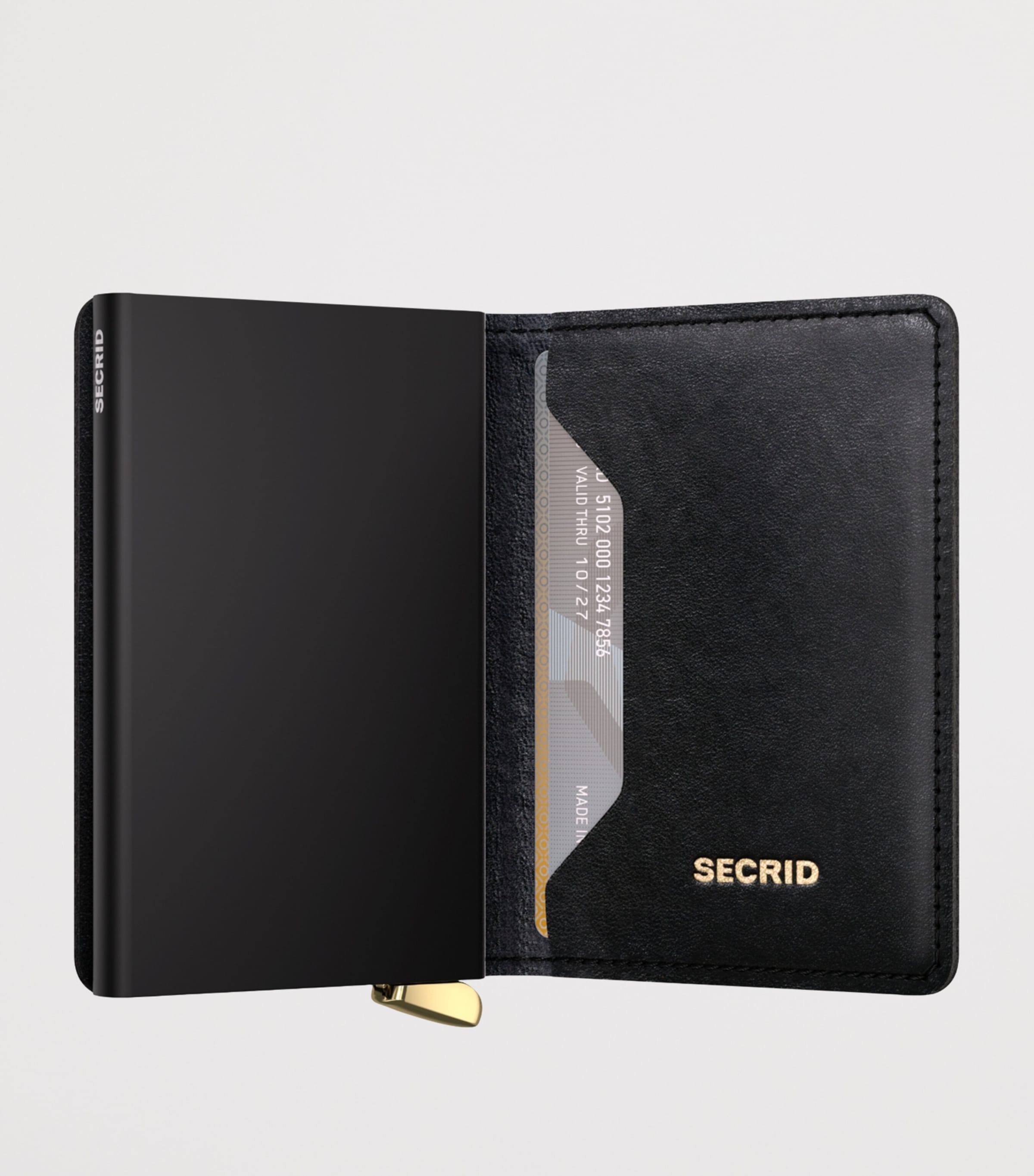 Leather Diamond-Embossed Slimwallet BLACK Image 2