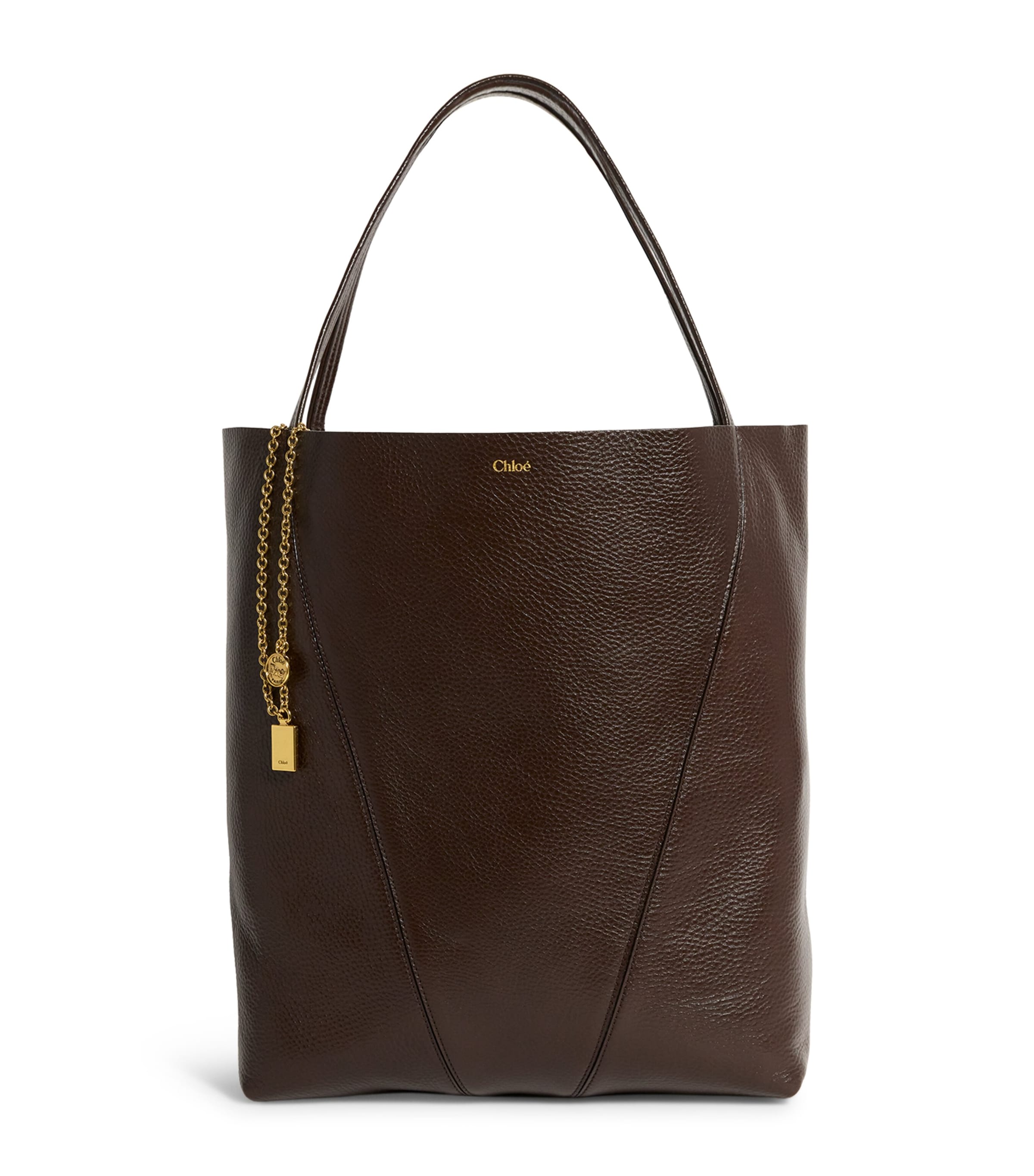 Chloé Large Calfskin Spin Tote Bag In Brown