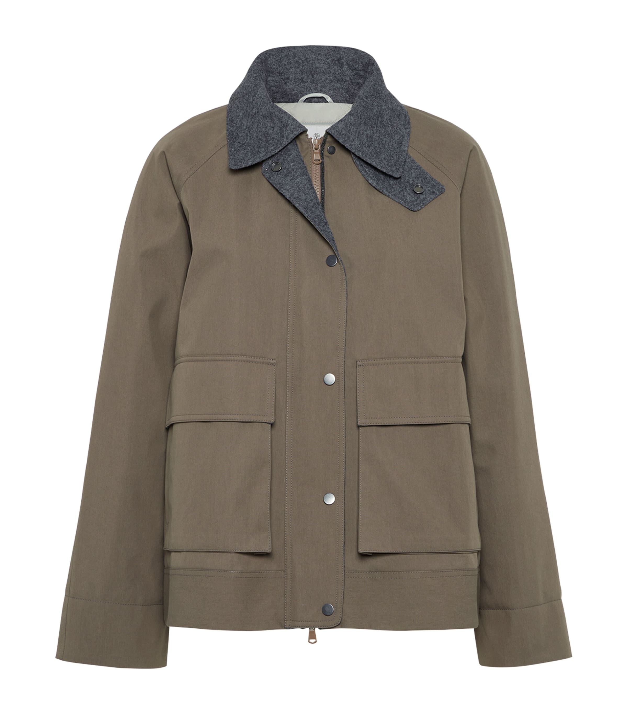 Brunello Cucinelli Canvas Padded Jacket In Brown