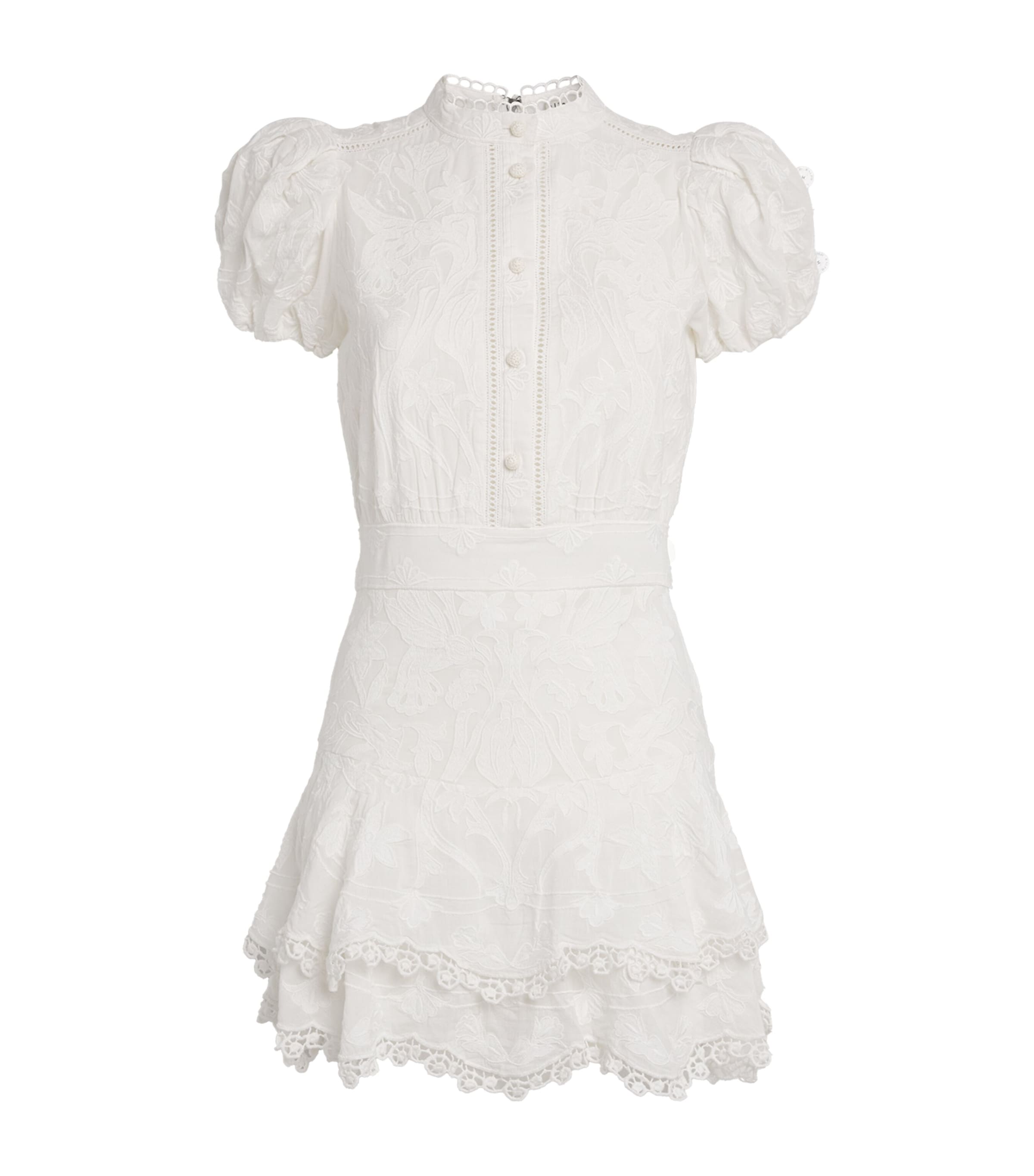 Alice And Olivia Cotton Loryn Mini Dress In White