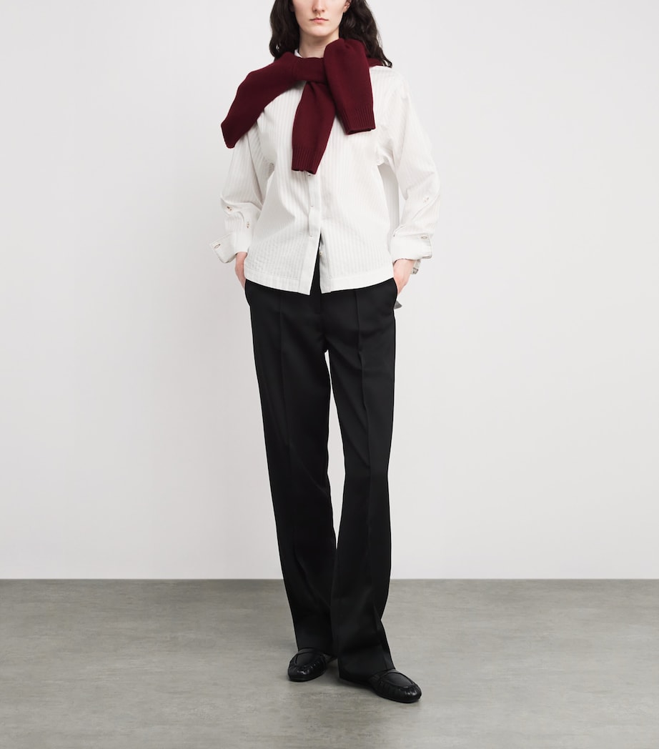 Cotton Stripe Logo Shirt ECRU Image 2