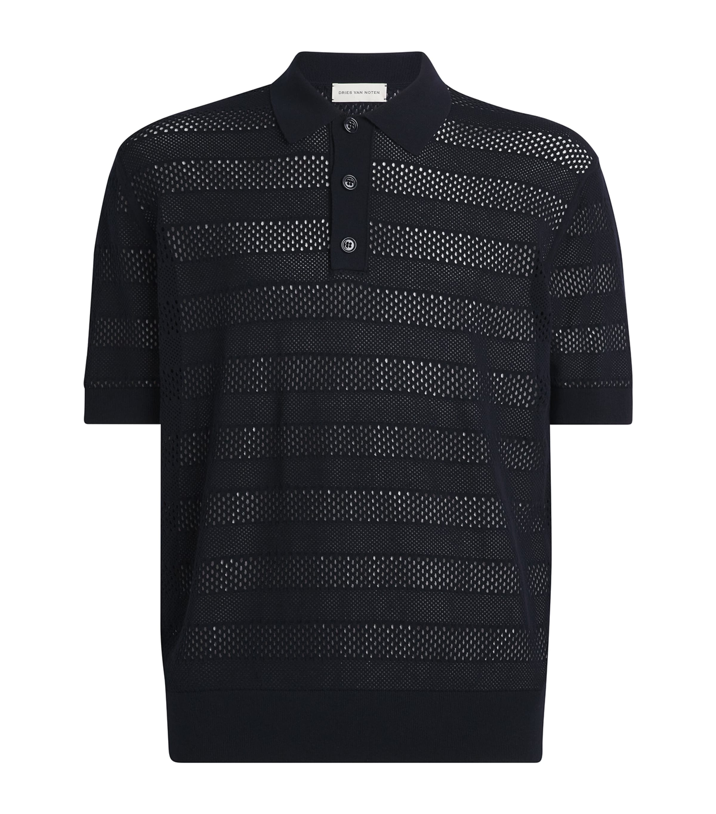 Crocheted Polo Shirt 509 NAVY Image 1
