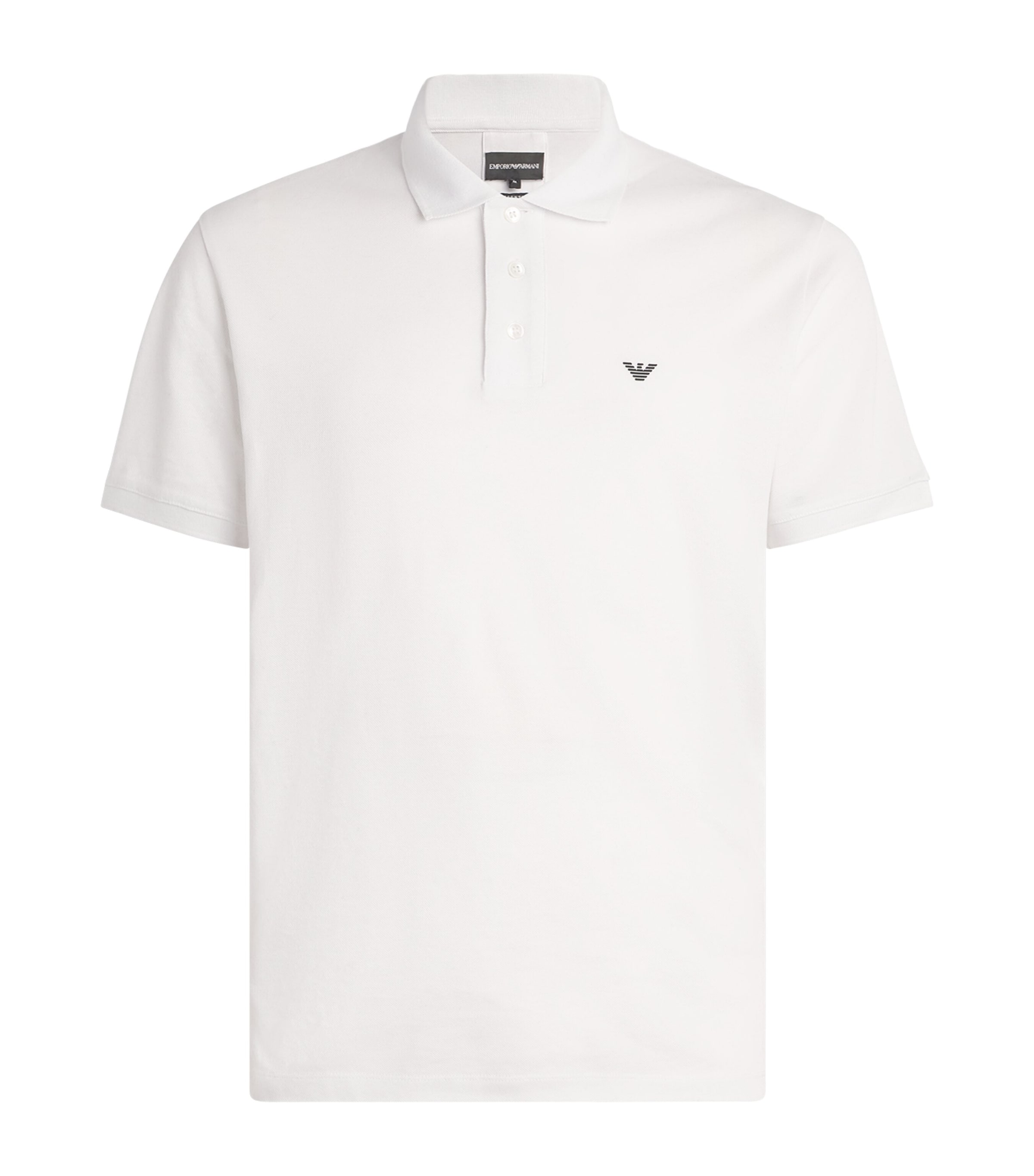 Emporio Armani Cotton-blend Contrast-logo Polo Shirt In White