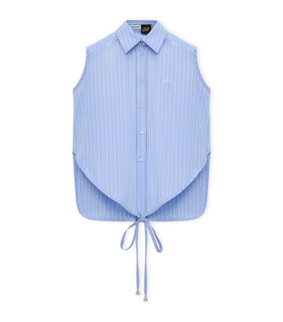 LOEWE Womens x Paula's Ibiza Cotton-Blend Stripe Sleeveless Shirt Blue/multicolor Image 1