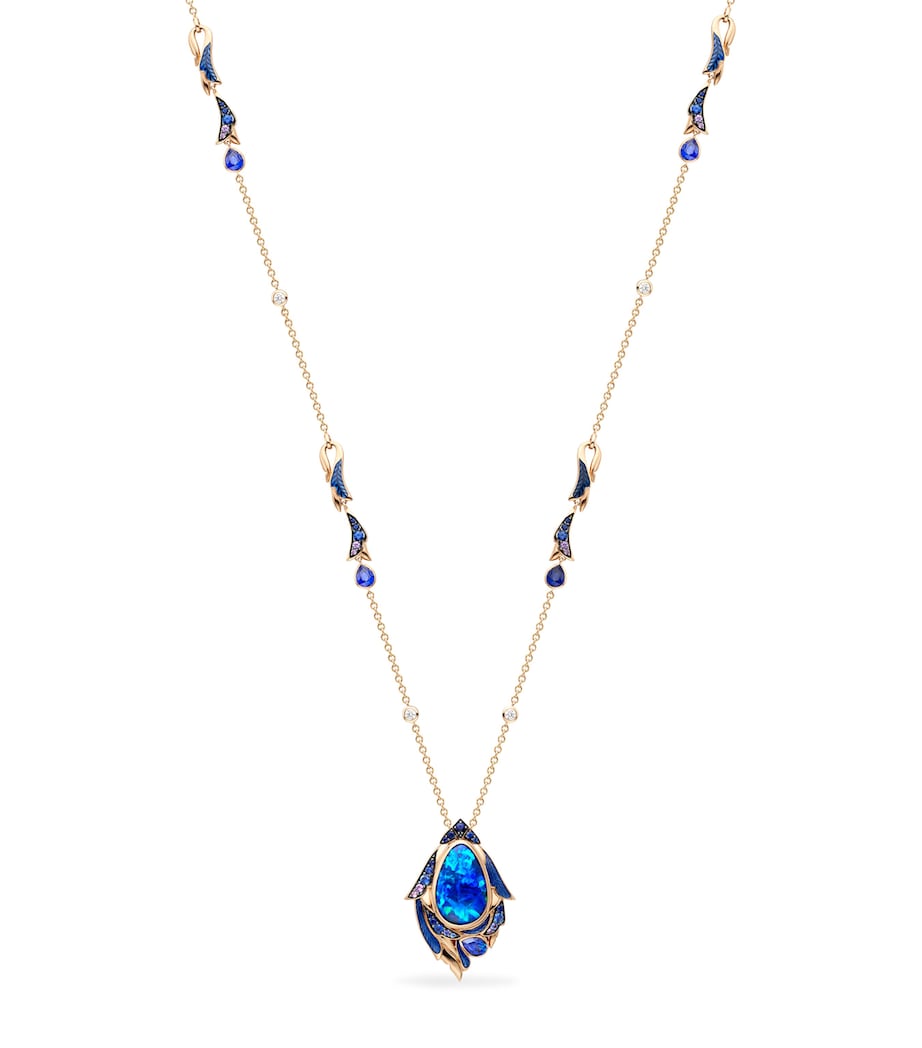 Boodles Rose Gold, Diamond, Opal and Sapphire The Palace Collection Raven's Watch Pendant Blue Image 1
