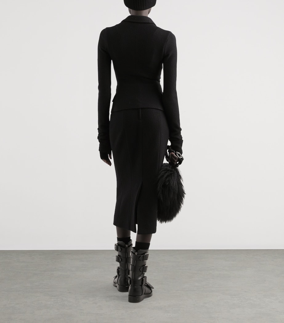 Virgin Wool Midi Skirt N0000-BLACK Image 3