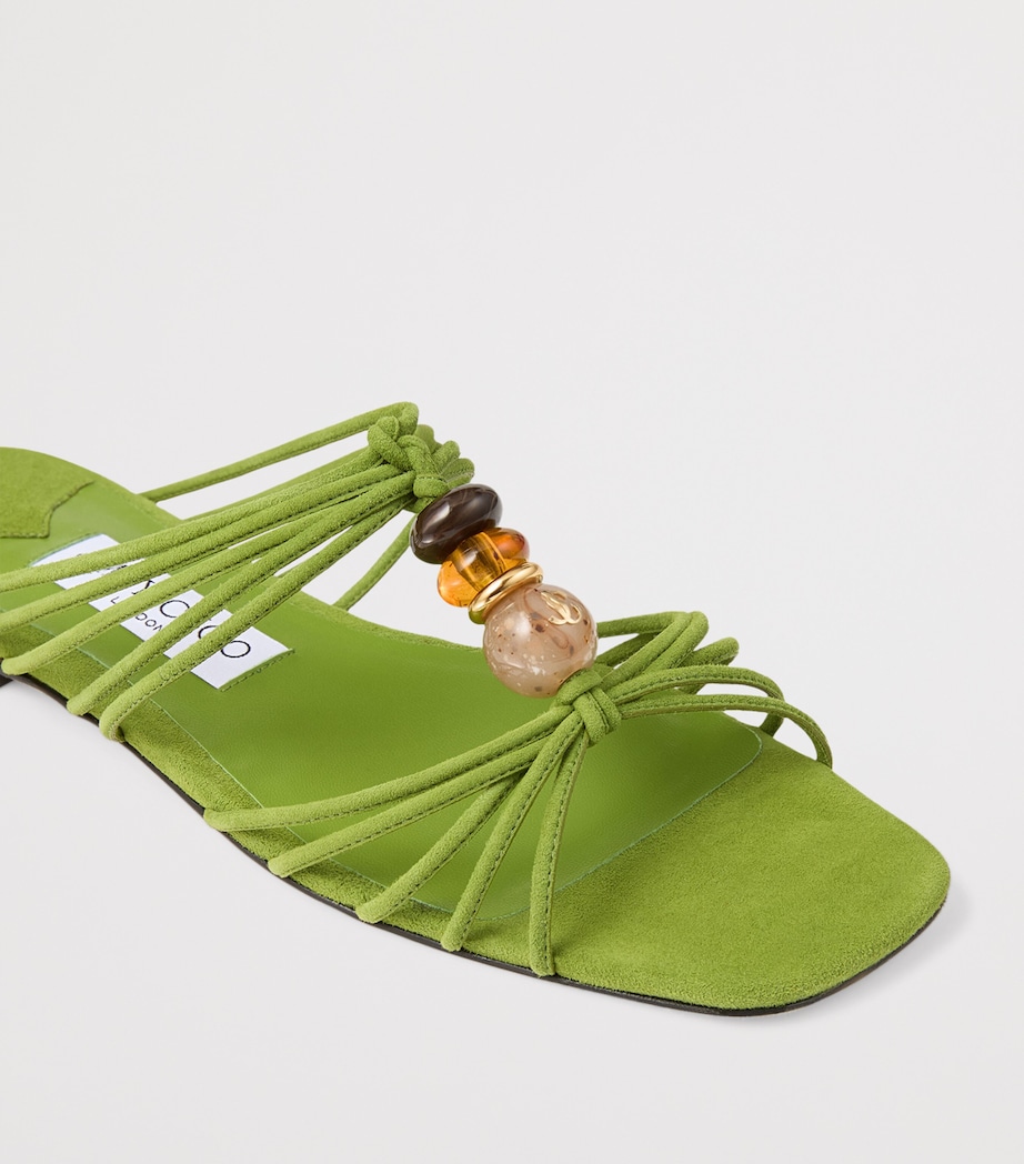 Jimmy Choo Lova Leather Flat Sandals Clover Mix Image 5