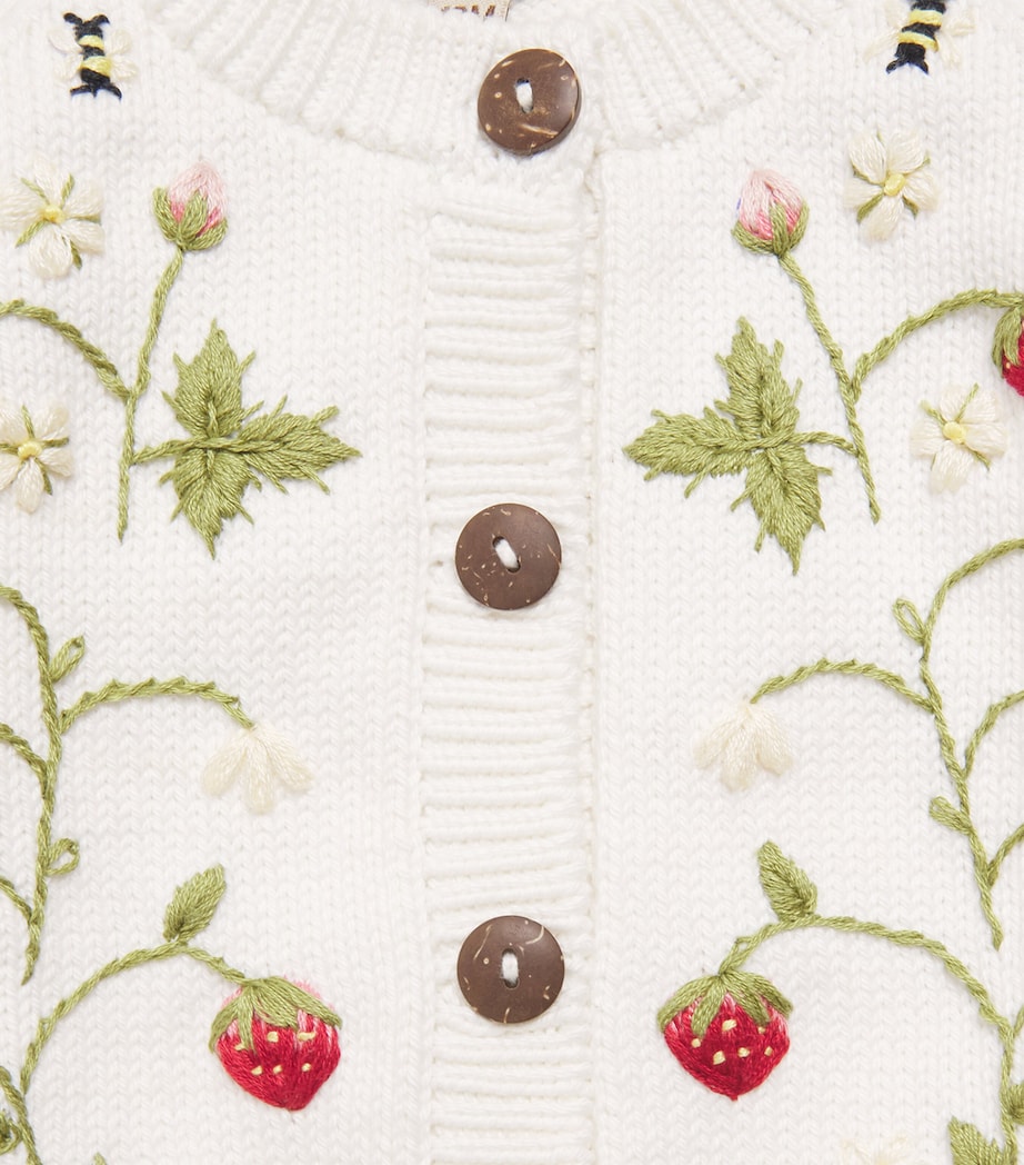 Shirley Bredal Cotton Embroidered Strawberry Cardigan (12 Months - 4 Years) Mw Marshmellow Image 3