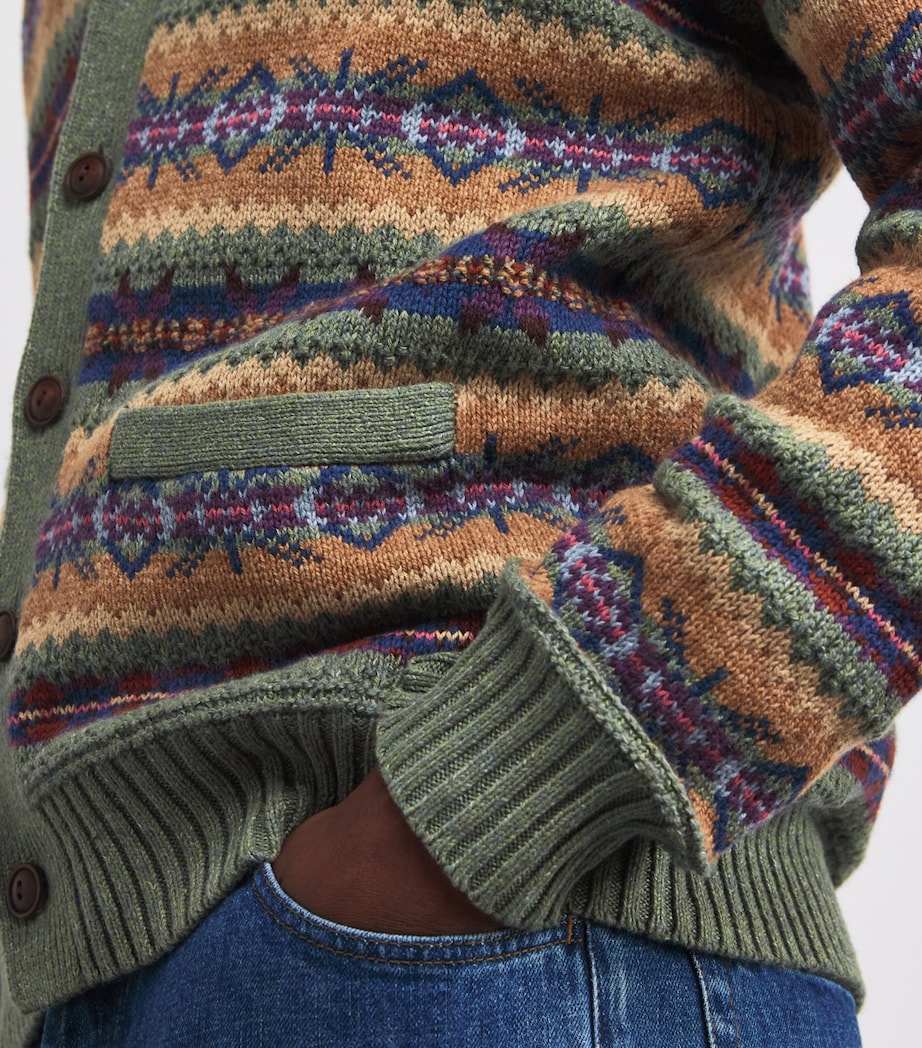 Polo Ralph Lauren Mens Cotton-Wool-Linen Jacquard Cardigan Green Image 6