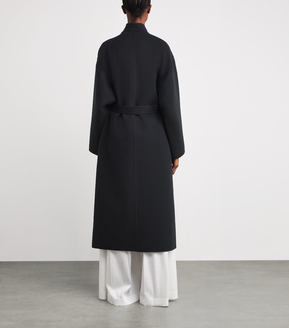 Cashmere Wrap Belt Long Coat RU6432 BLACK Image 4