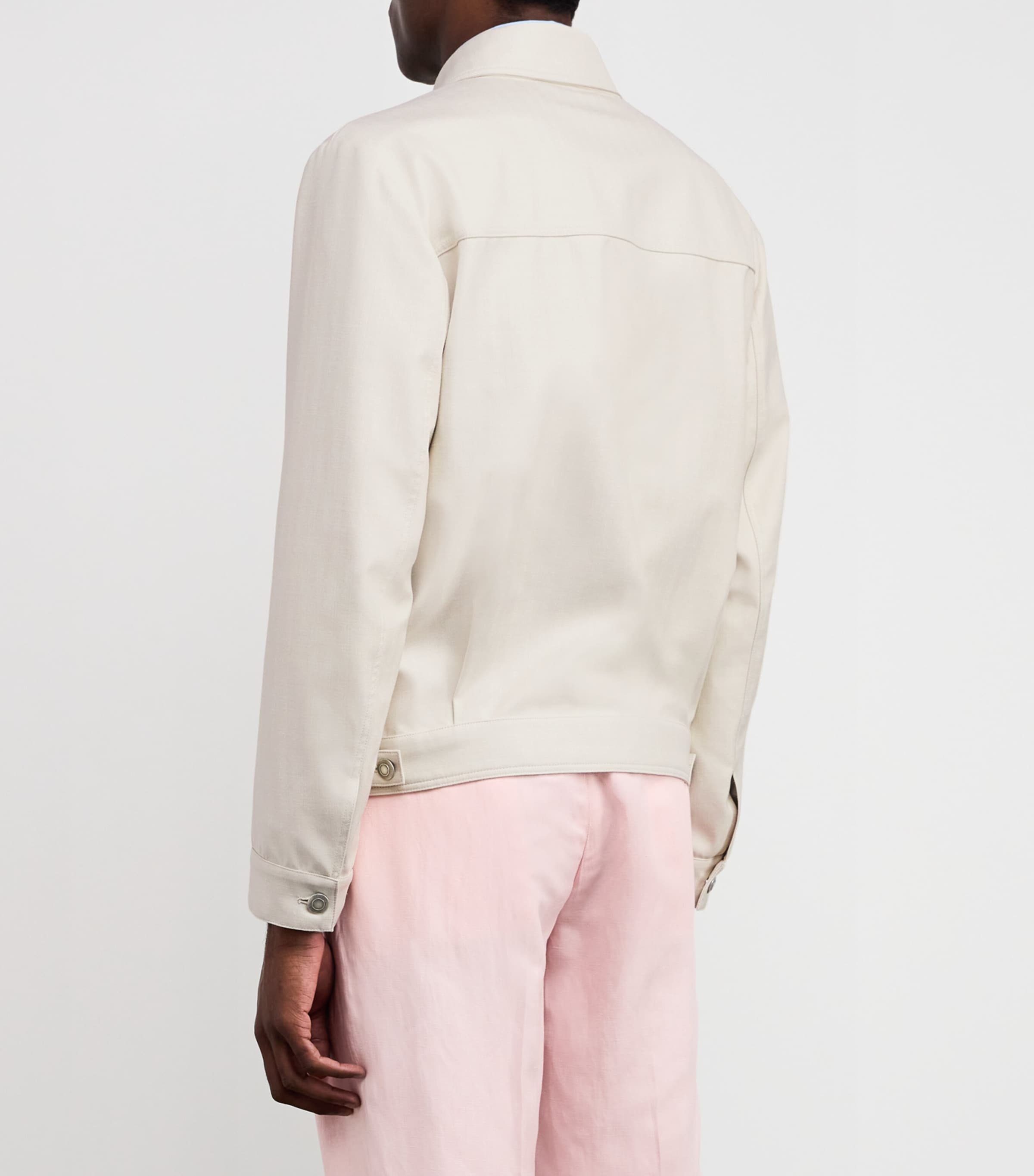 Wool-Silk-Blend Denim Jacket 0007 BIANCO Image 4