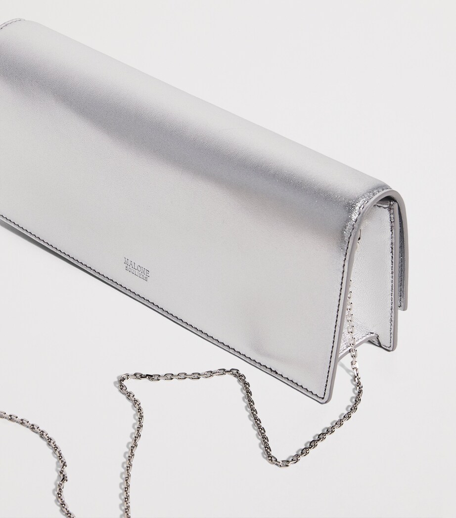 Leather Vivien Clutch Bag SILVER Image 6