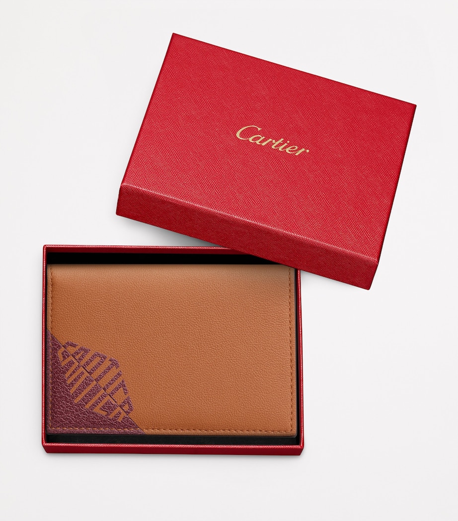 Leather Losange Shadow Card Holder CARAMEL AND BURGUNDY Image 3