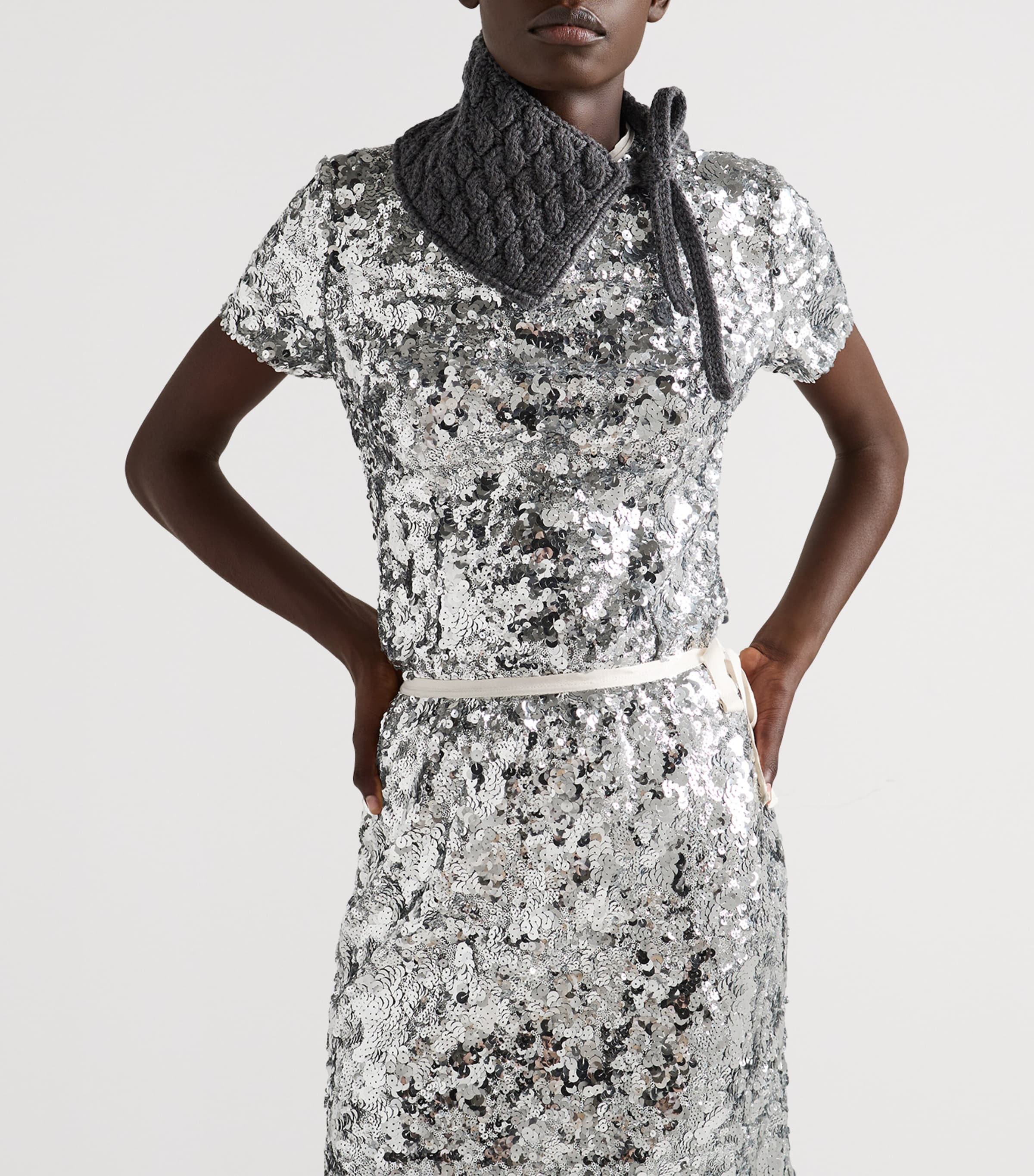 Embroidered Sequin Skirt F0118 Image 4