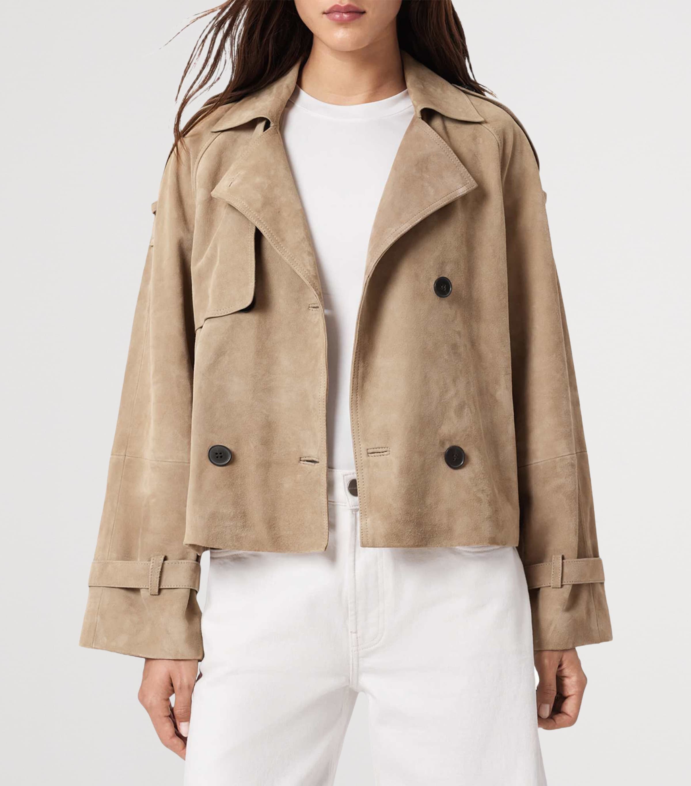 Suede Reed Trench Jacket TAUPE BROWN Image 6