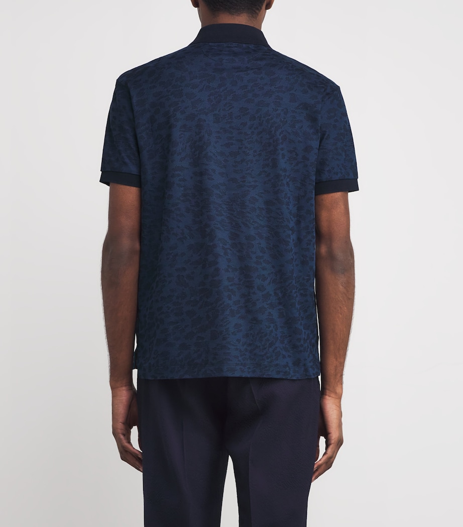 Cotton Leopard-Jacquard Polo Shirt 49_VERY DARK NAVY Image 4
