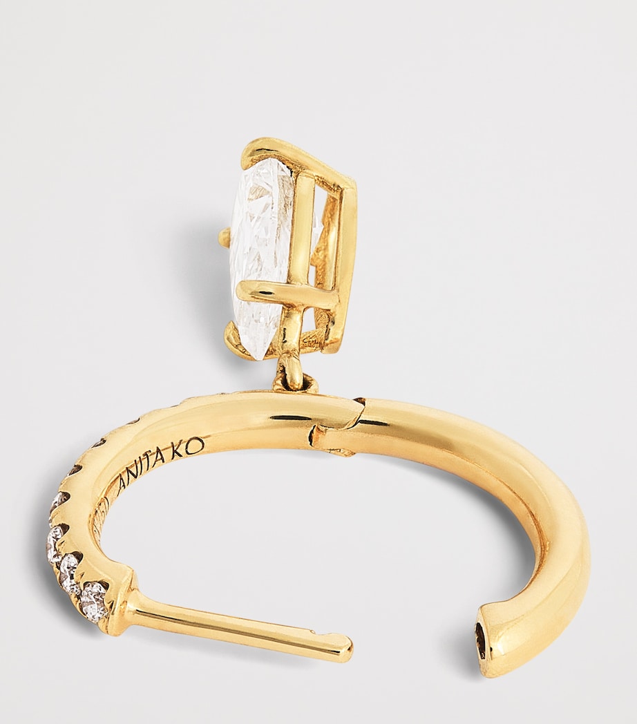 Small Yellow Gold and Diamond Huggie Earrings YELLOW GOLD Image 5