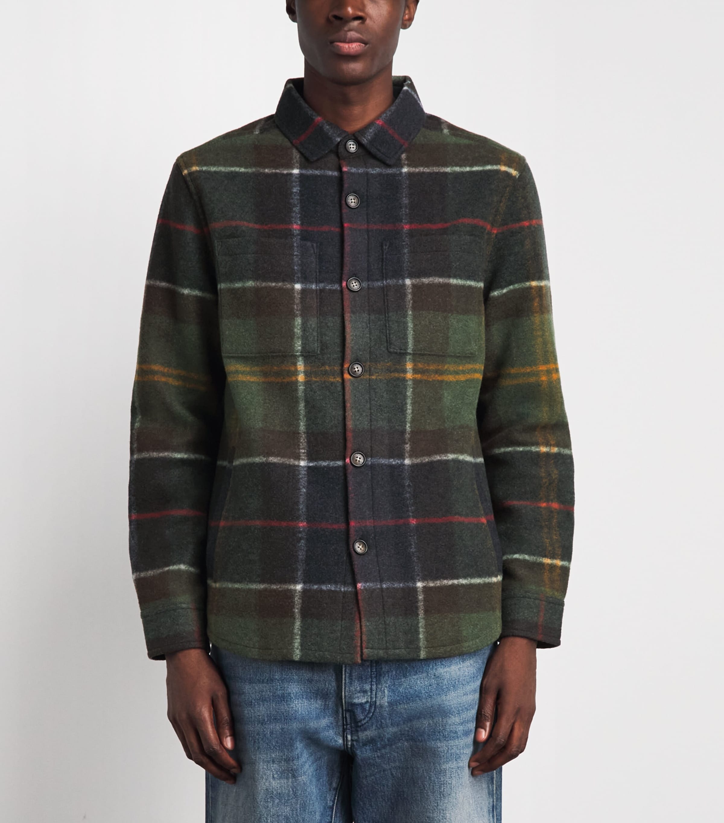 Barbour Mens Brushed Woodlane Check Overshirt Classic Tartan Image 4