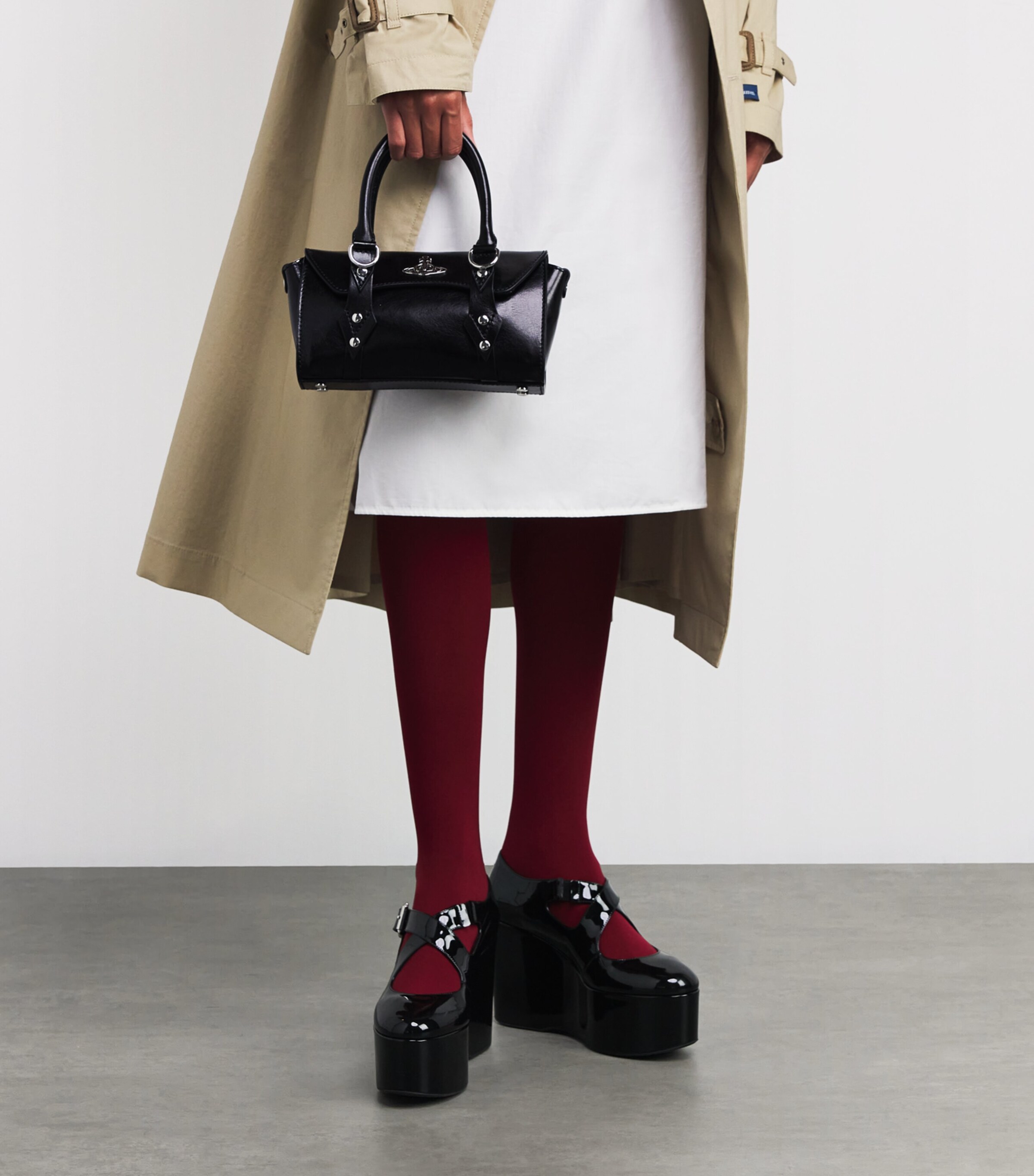 Vivienne Westwood Black Mini Croc-Embossed Leather Bettina Tote