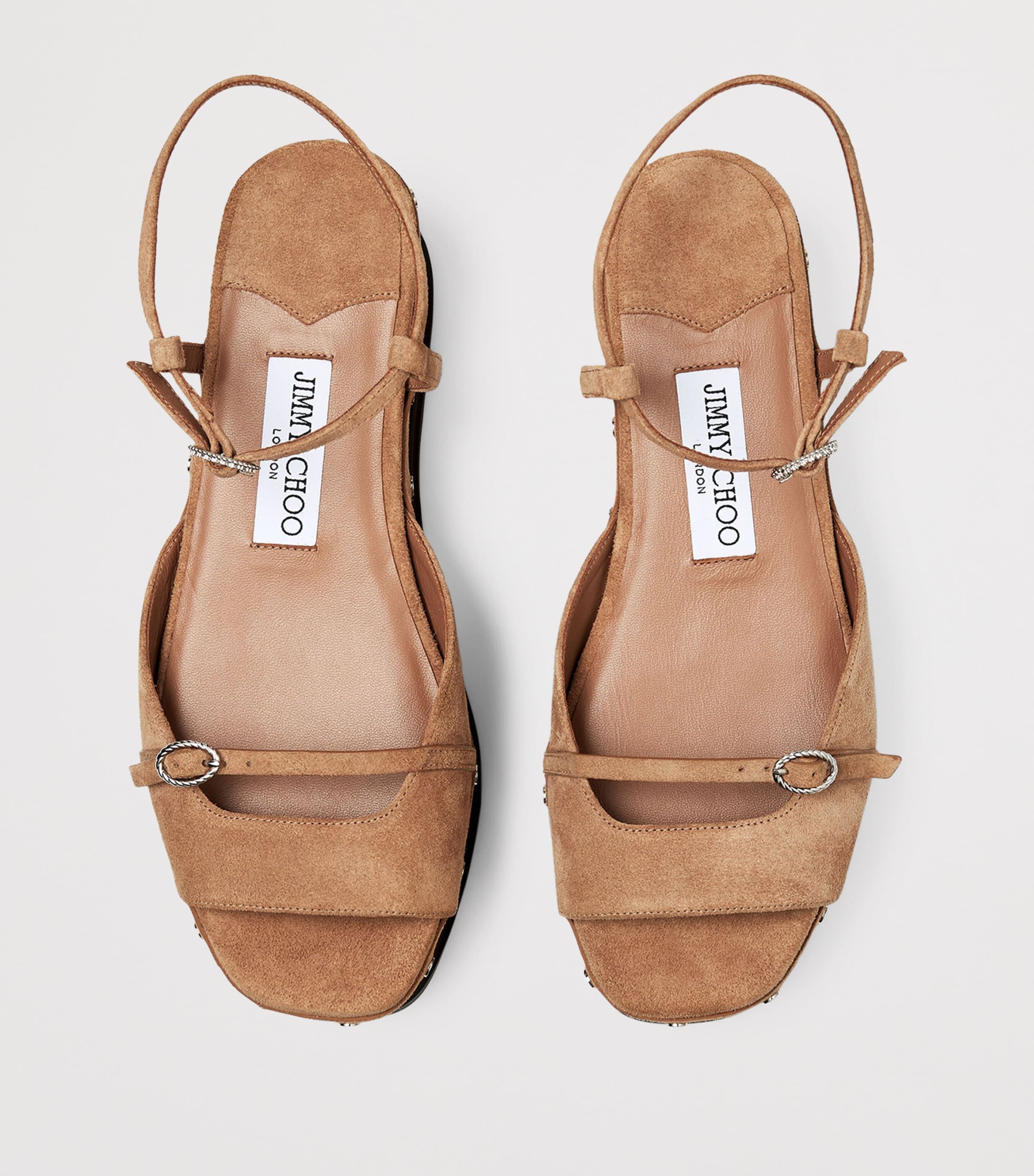 Jimmy Choo Kata 60 Velvet Suede Wedge Sandals Toffee Image 4