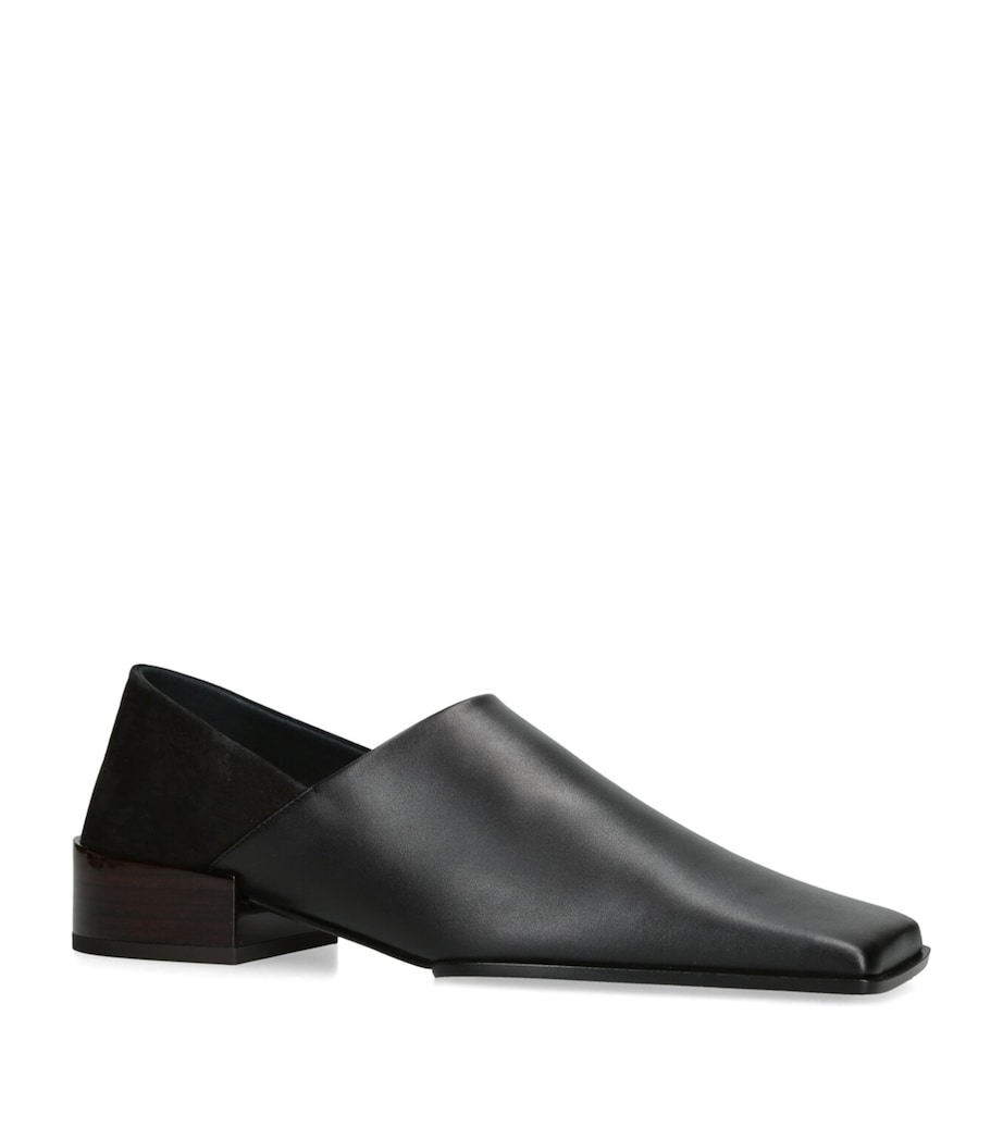 Leather Square-Toe Loafers 20 BLACK Image 3