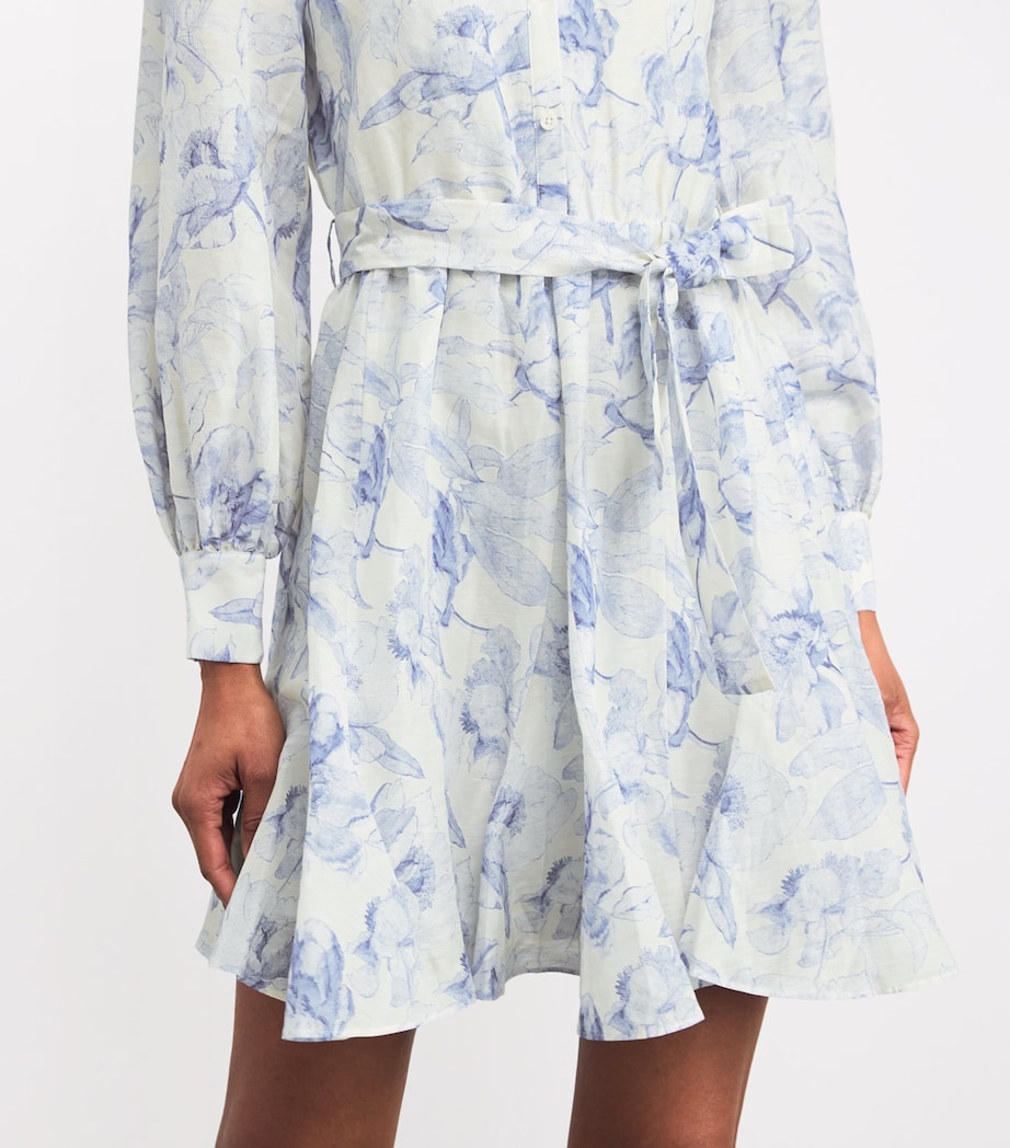 Linen-Blend Midi Shirt Dress BLUE FLOWER PRINT Image 6